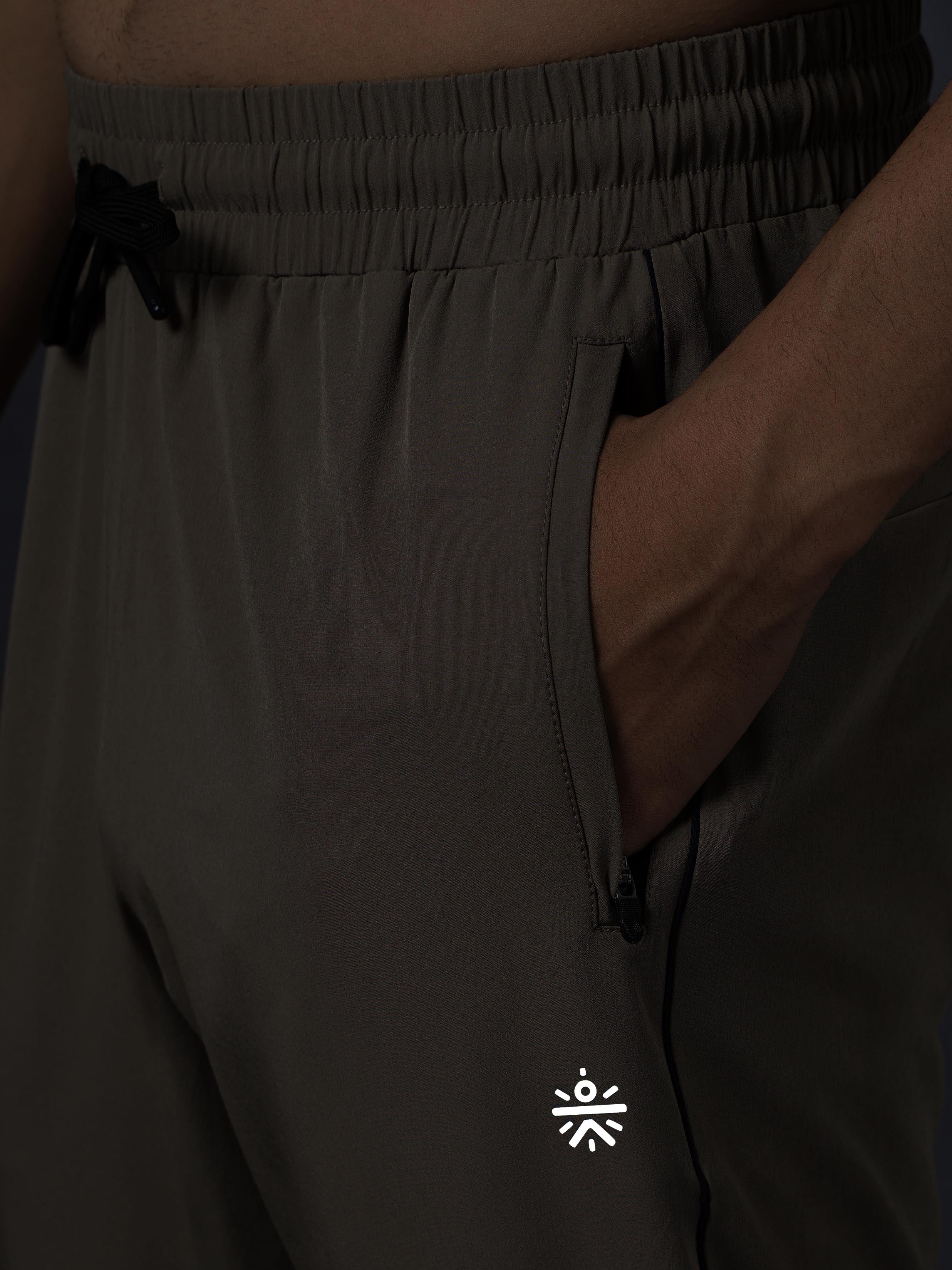 Men's Beige Pace Up Running Trackpants