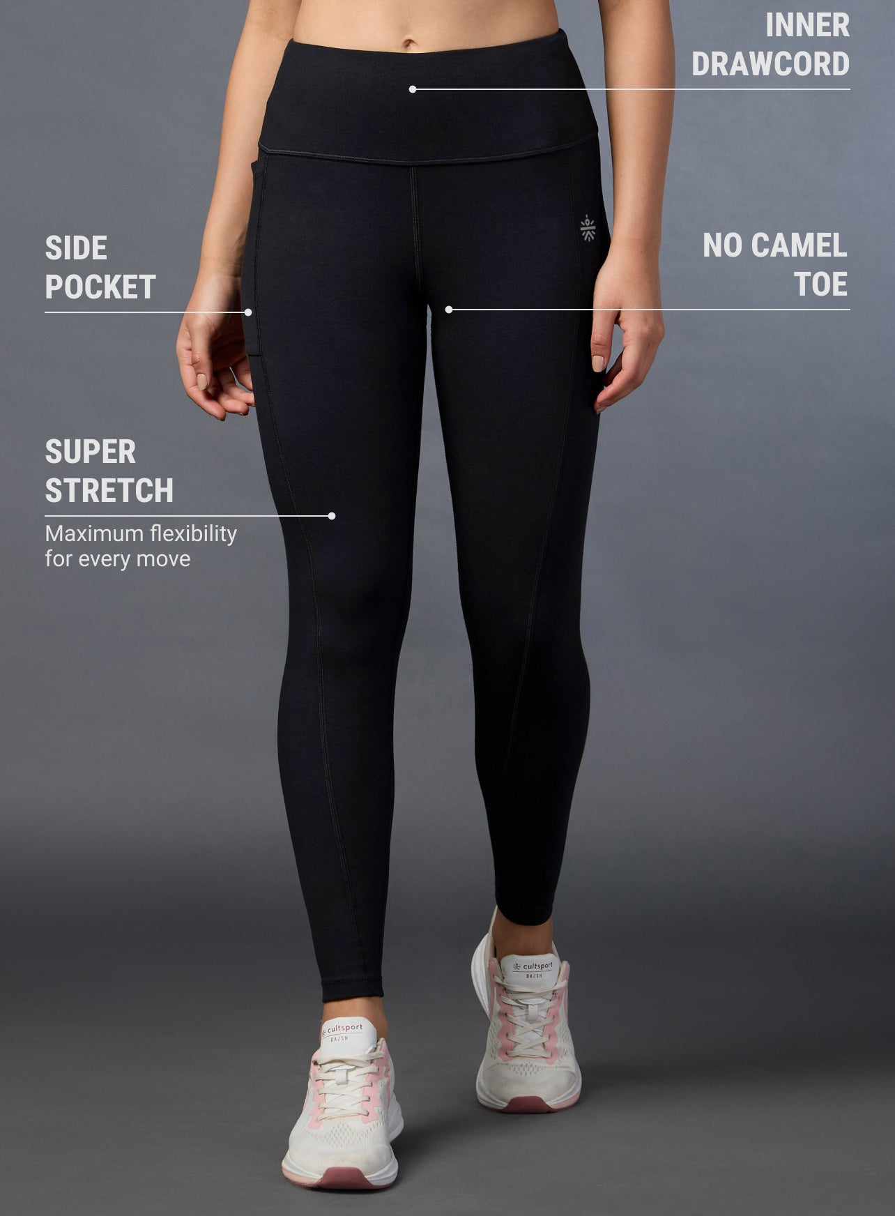 Women's Performance Cotton Black Tights