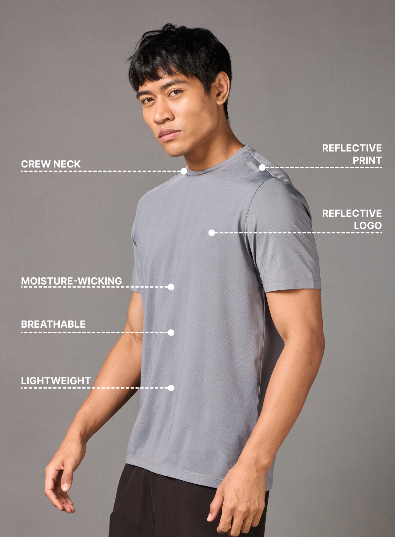 Men's Night Jogger Grey Running T-shirt