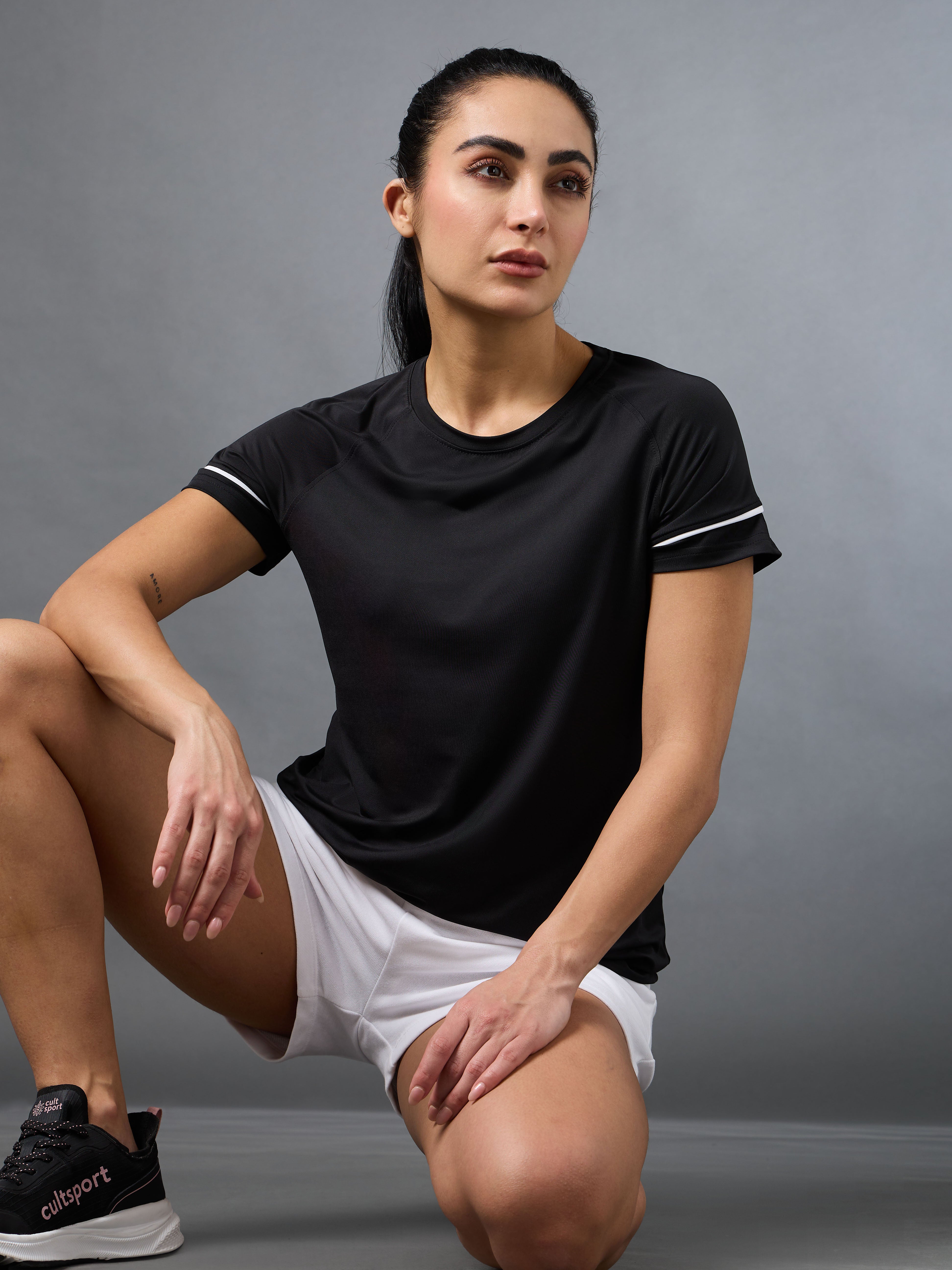Women's Black Pace up Running Top