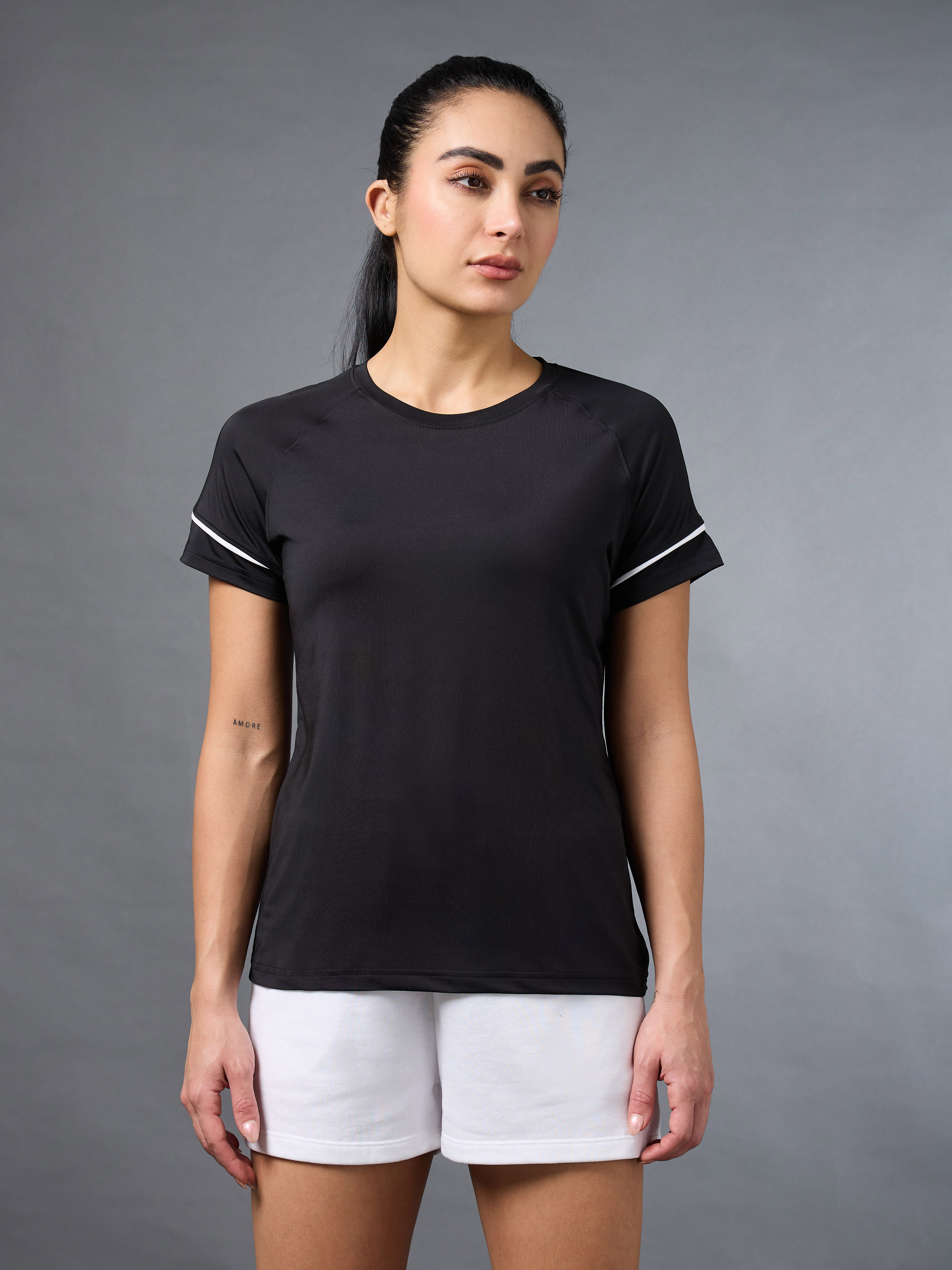Women's Black Pace up Running Top