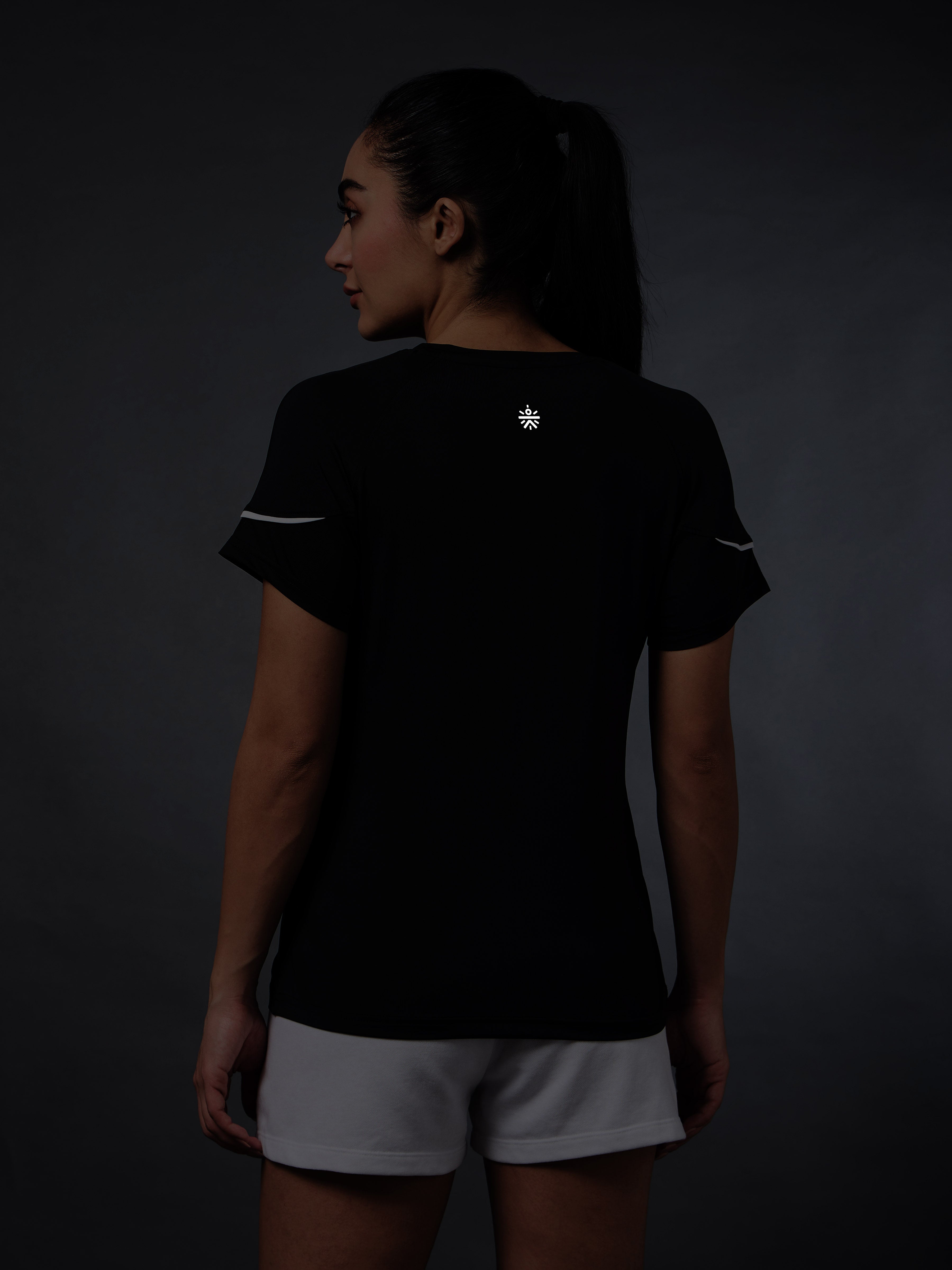 Women's Black Pace up Running Top