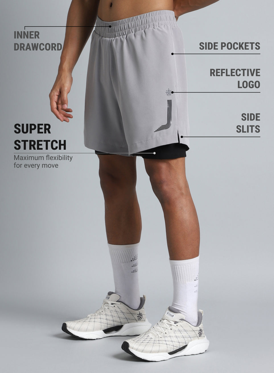 Men's 360 Degree Grey Performance Shorts