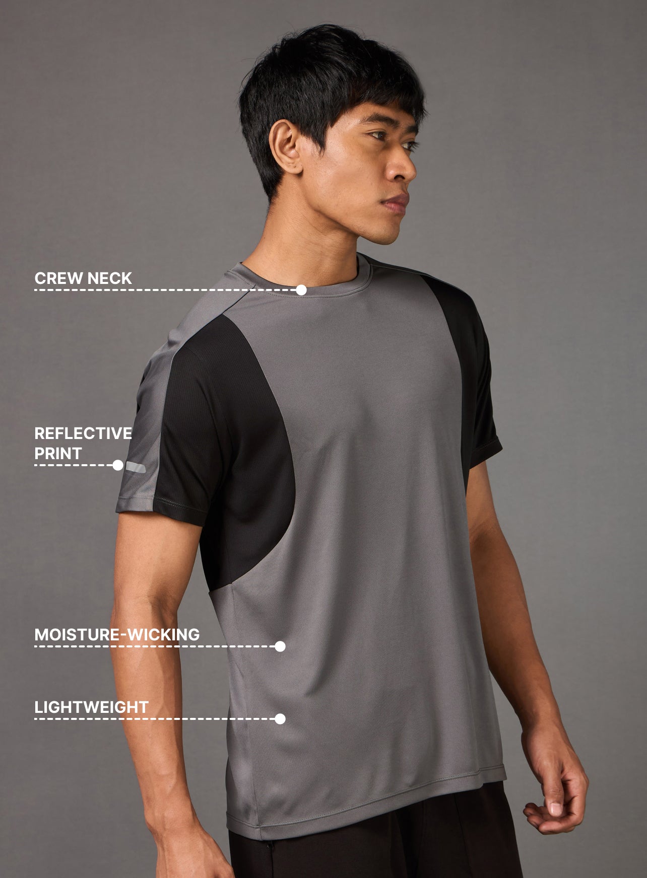 Men's Power Pack Grey Running T-shirt