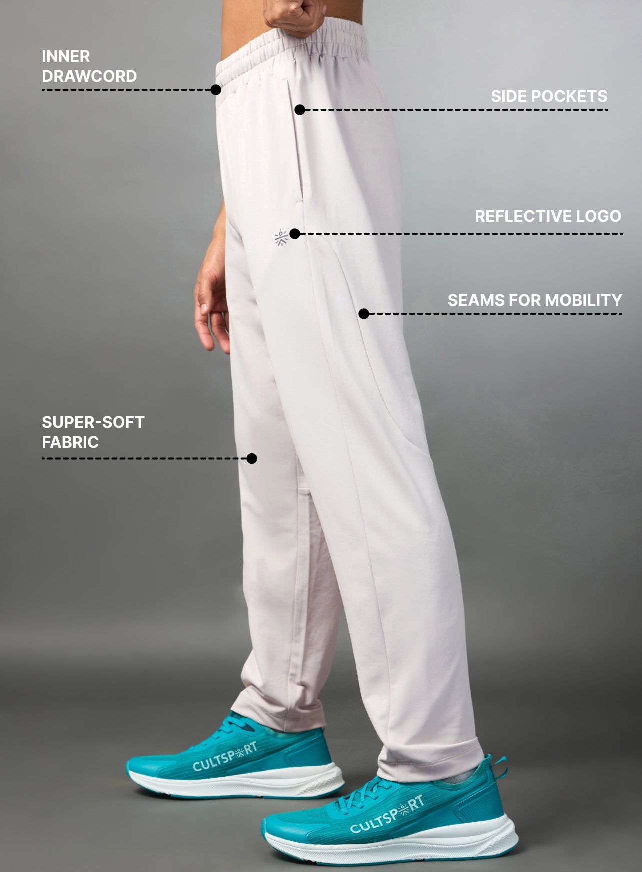 Men's Cardio Best Beige Running Trackpants