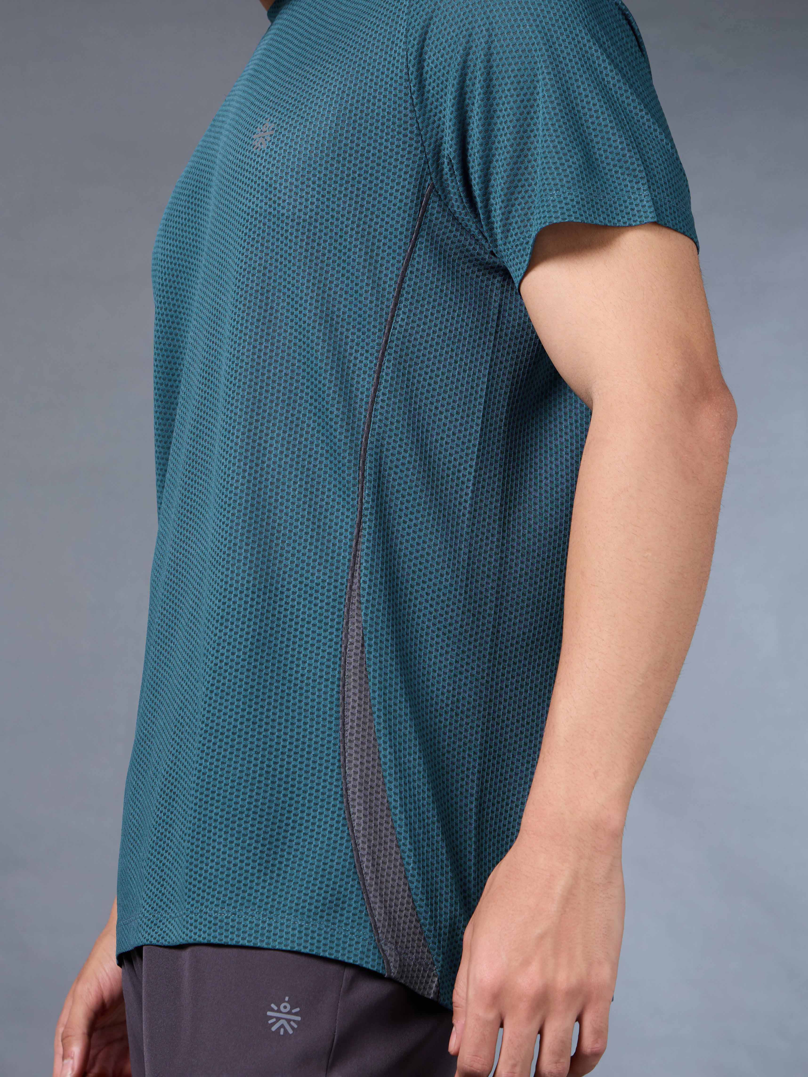 Men's Teal Honeycomb Knit Run T-shirt