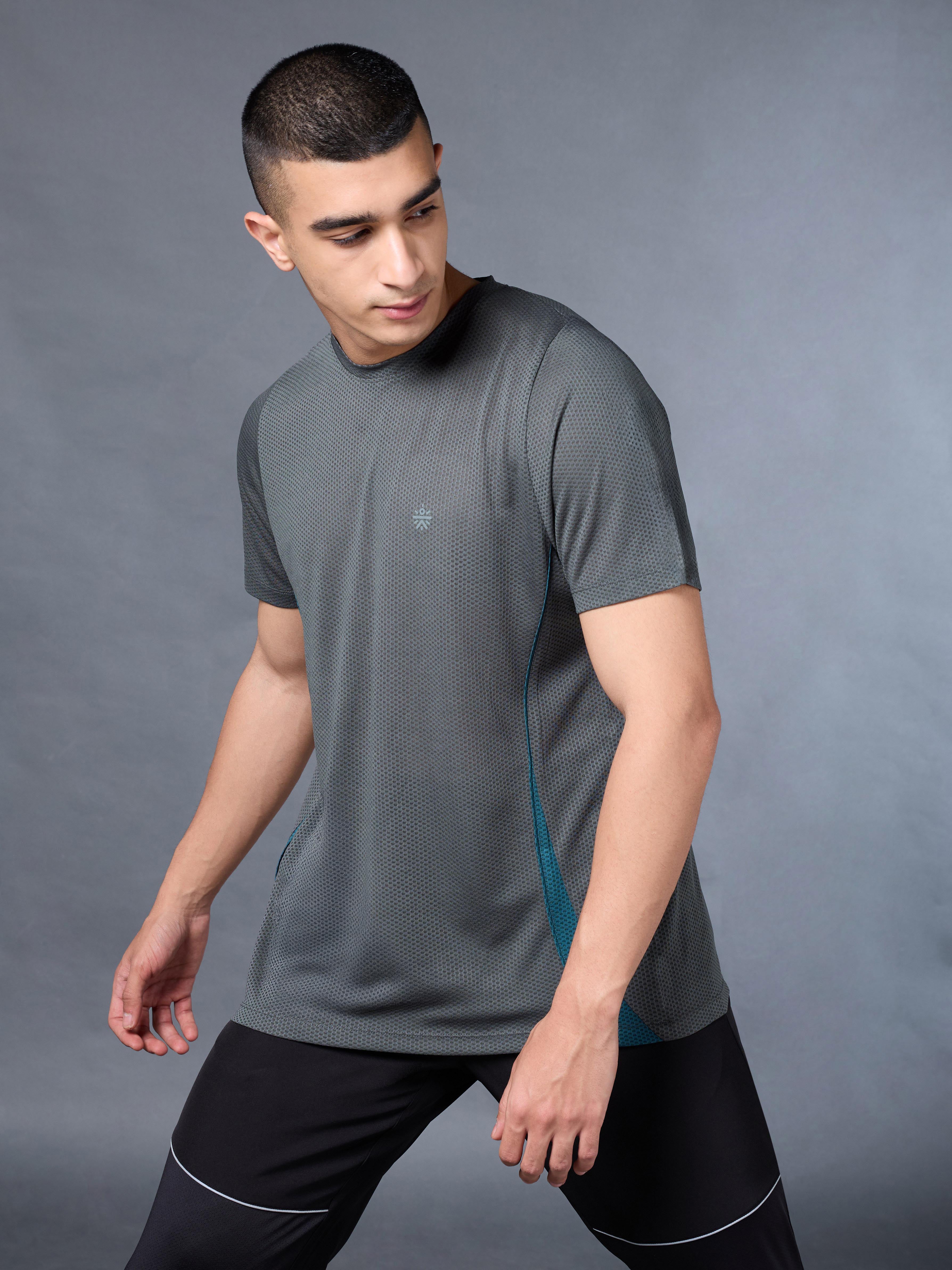 Men's Grey Honeycomb Knit Run T-shirt