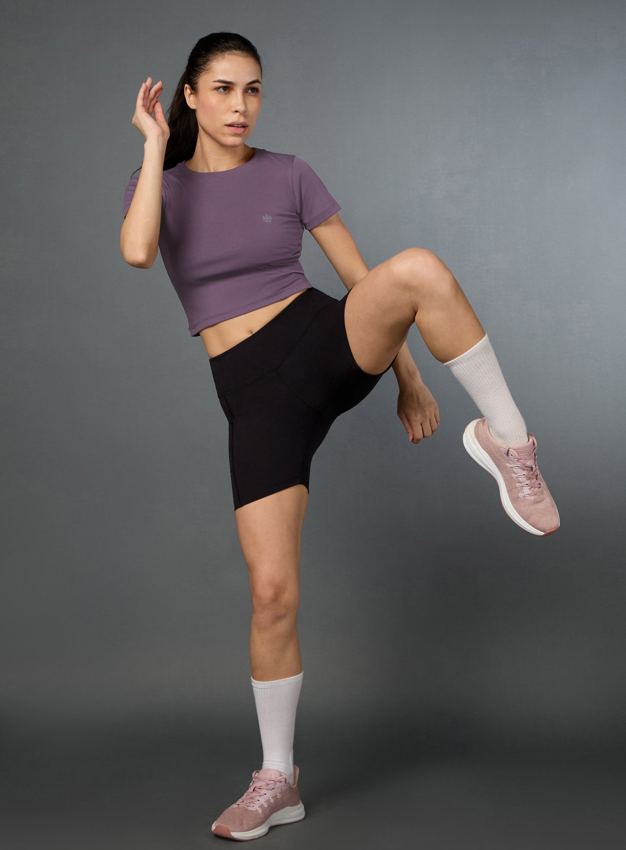 Women's Action Packed Running Purple Crop Top