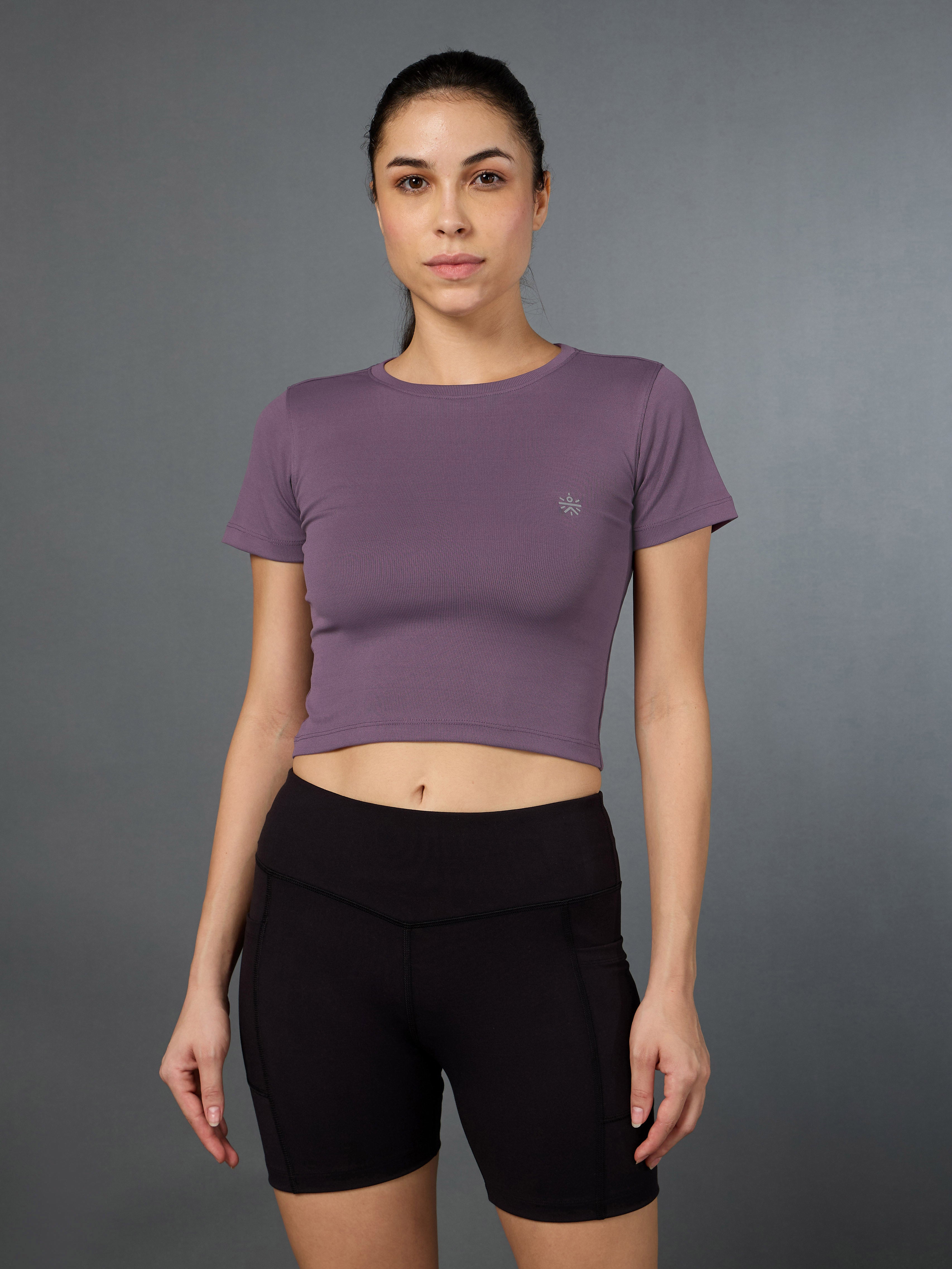 Women's Action Packed Running Purple Crop Top