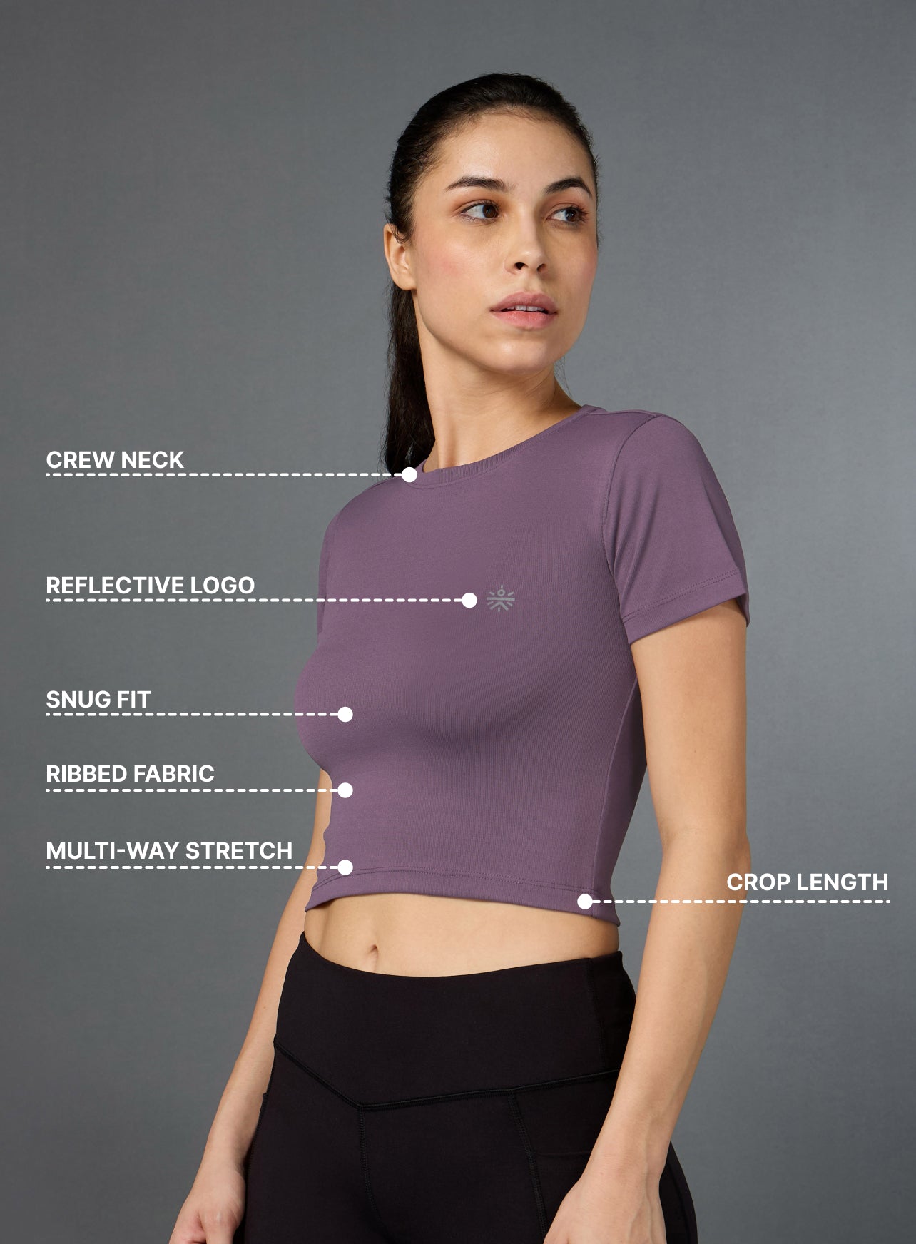 Women's Action Packed Running Purple Crop Top