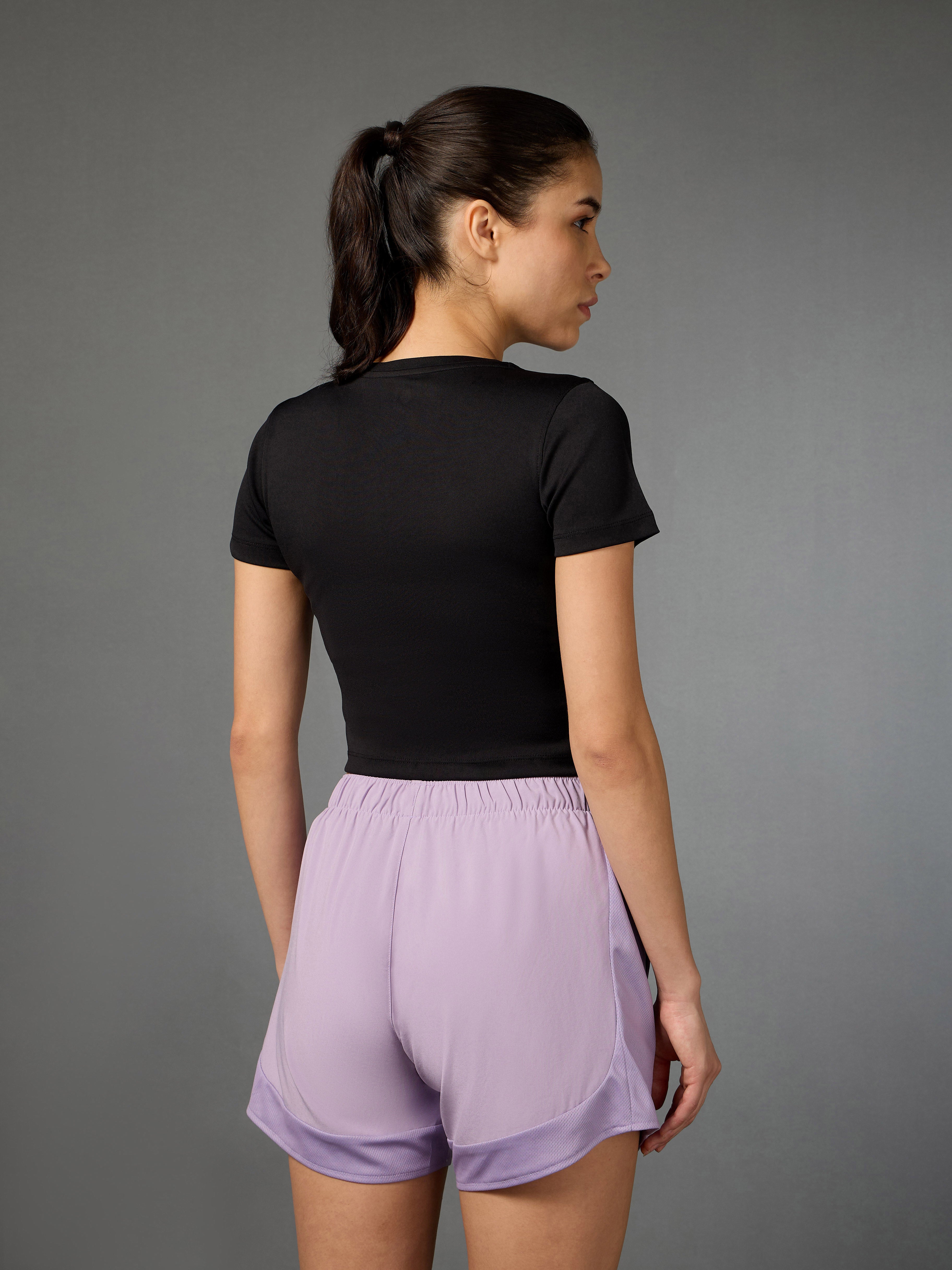 Women's Action Packed Running Black Crop Top