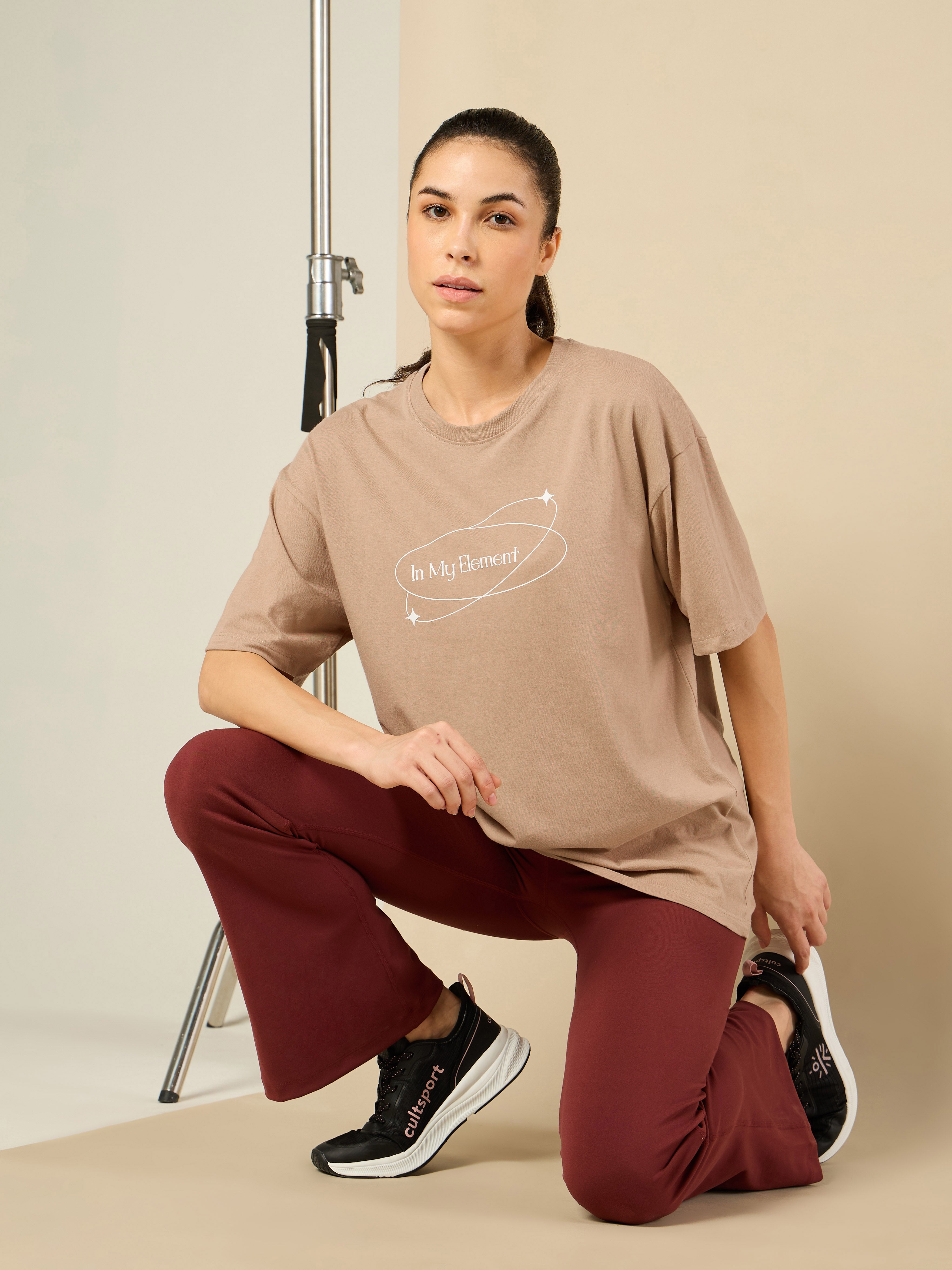 Women's In My Element Print Brown T-shirt