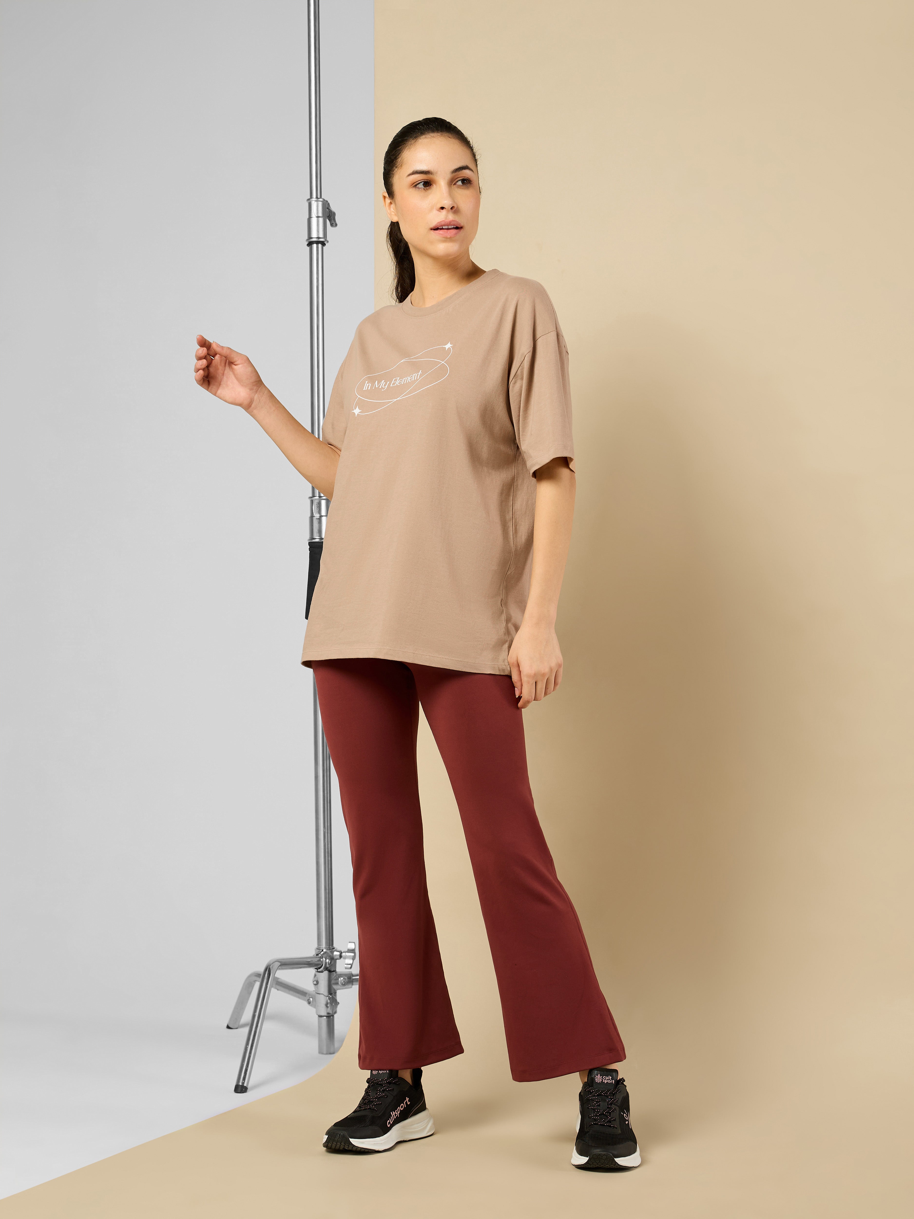 Women's In My Element Print Brown T-shirt