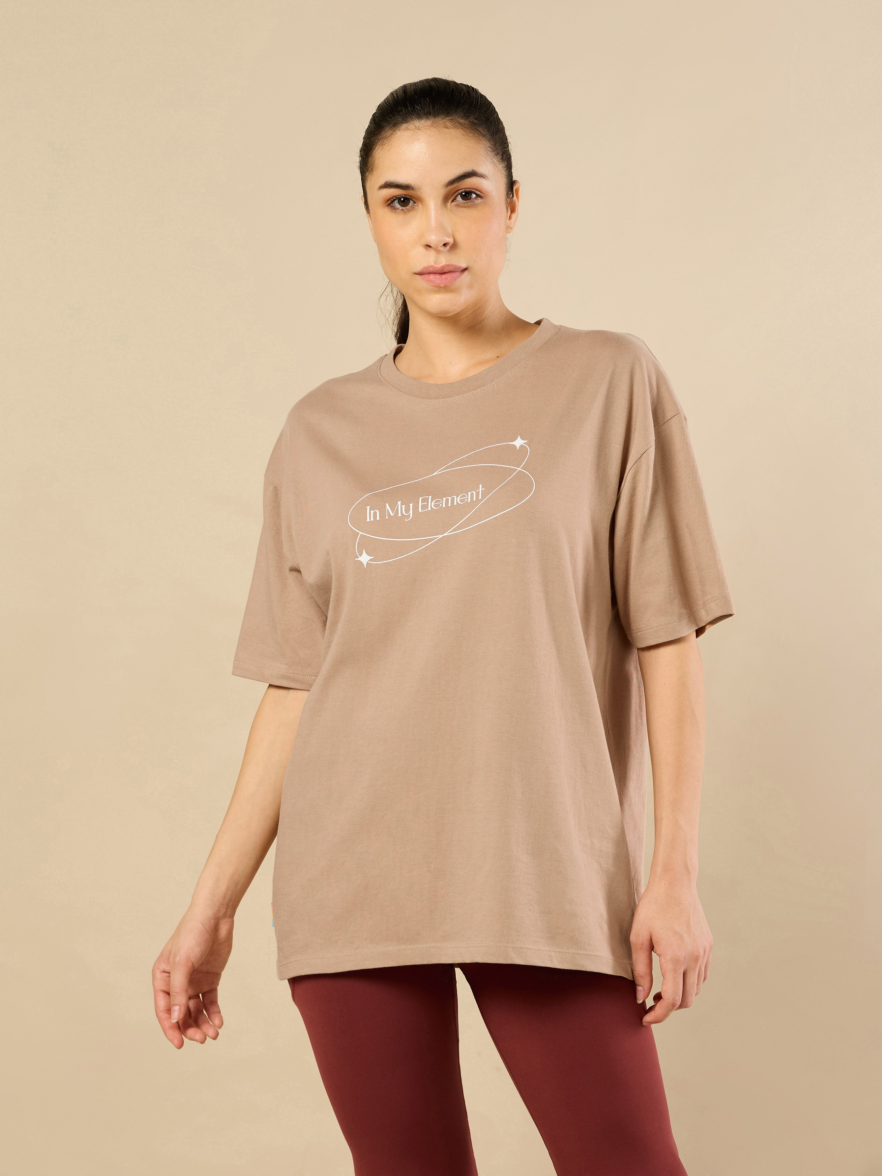 Women's In My Element Print Brown T-shirt