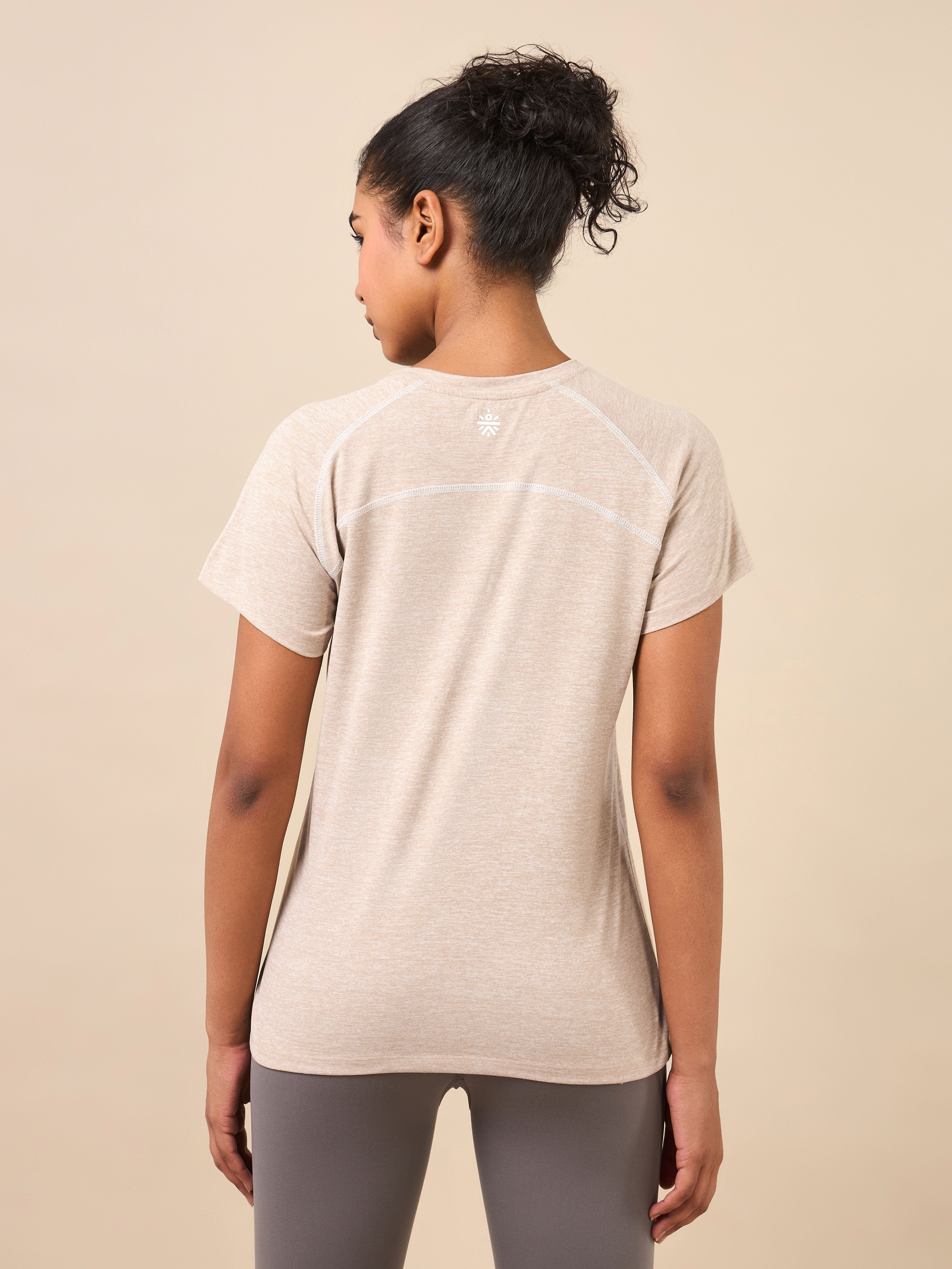 Women's Muscle Flex Beige Comfortech T-shirt