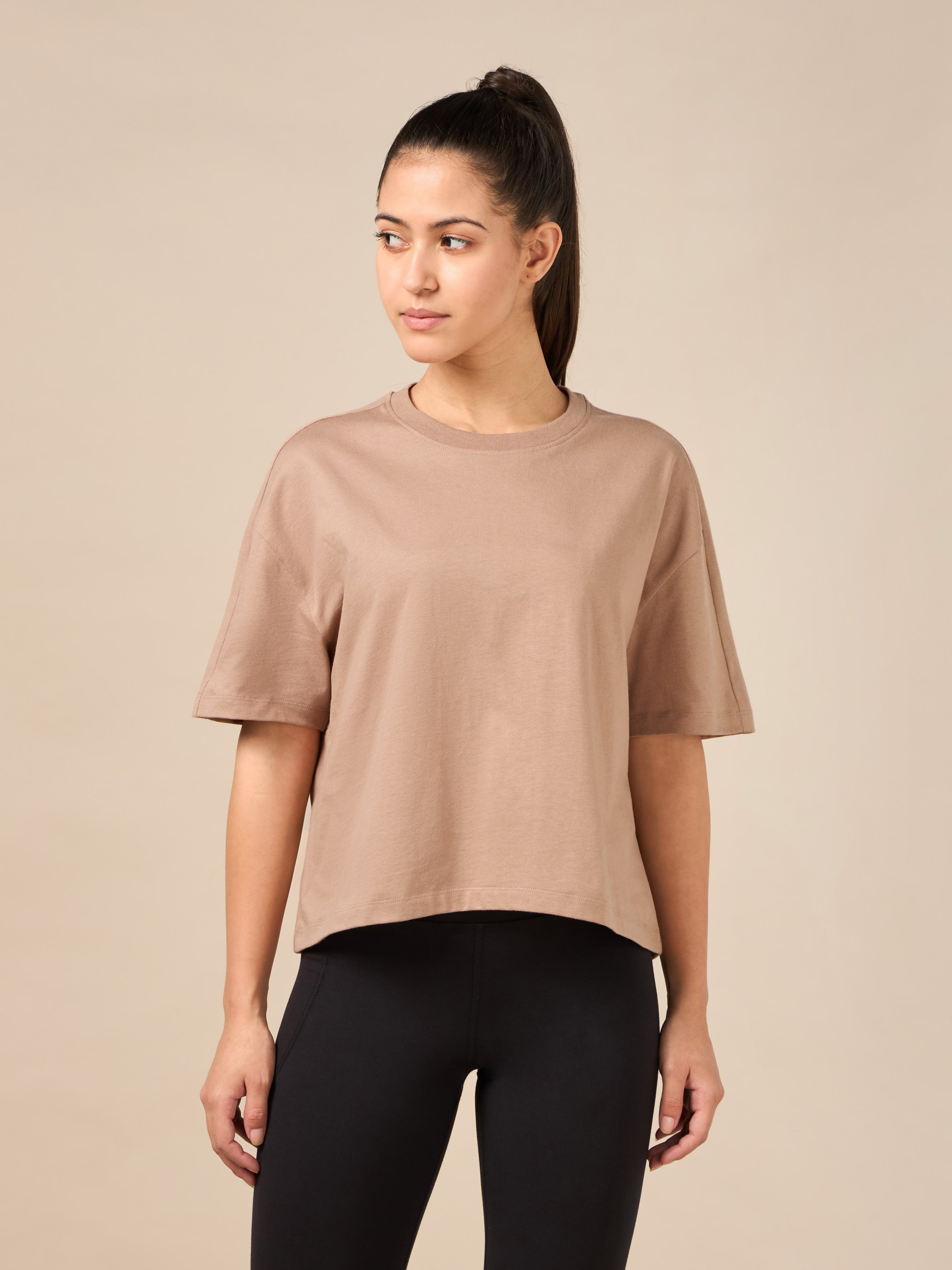 Women's Yoga Flow Light Brown T-shirt