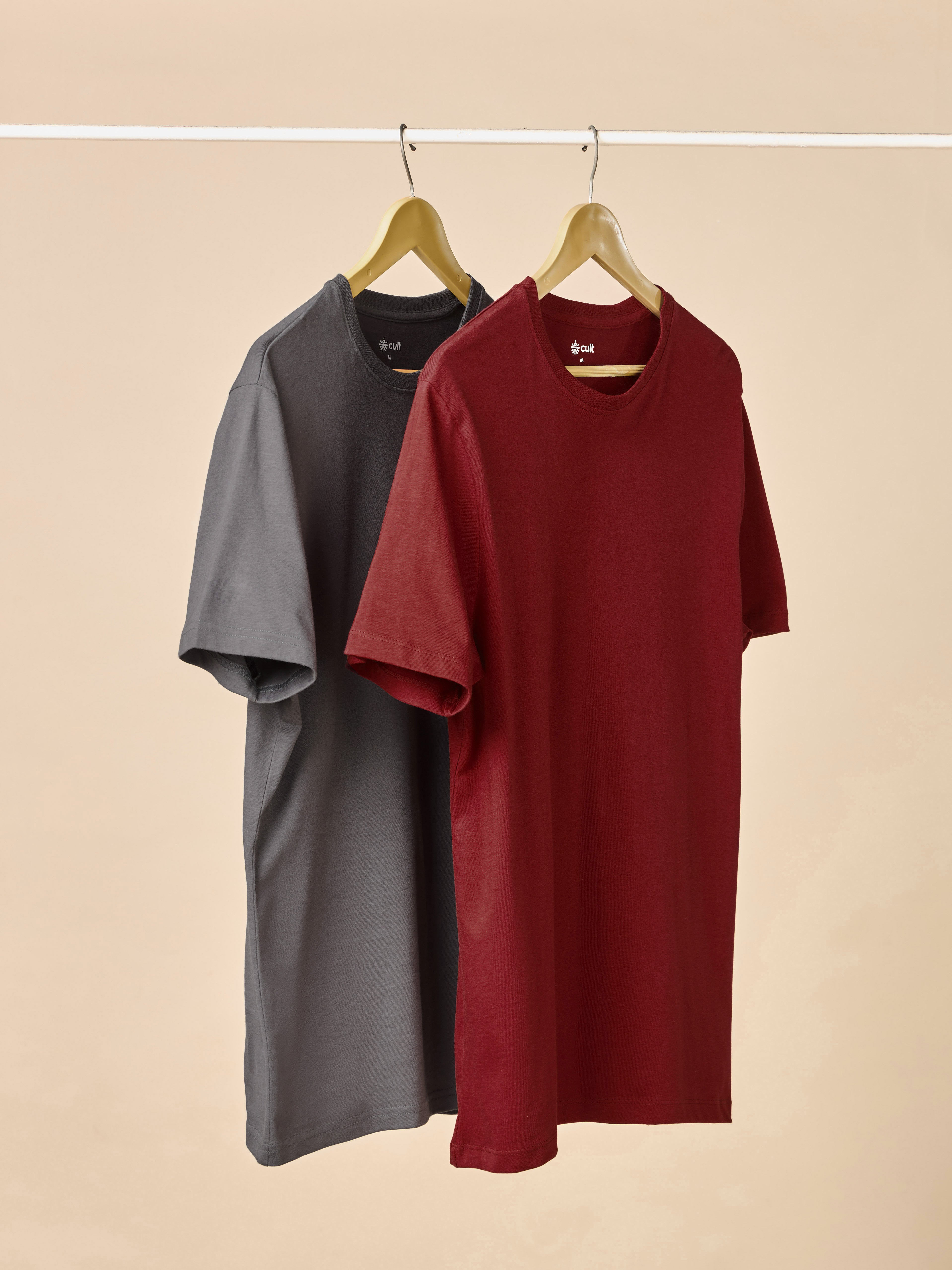 Men's Cult Essential Cotton Pack of 2 T-shirts - Grey & Red