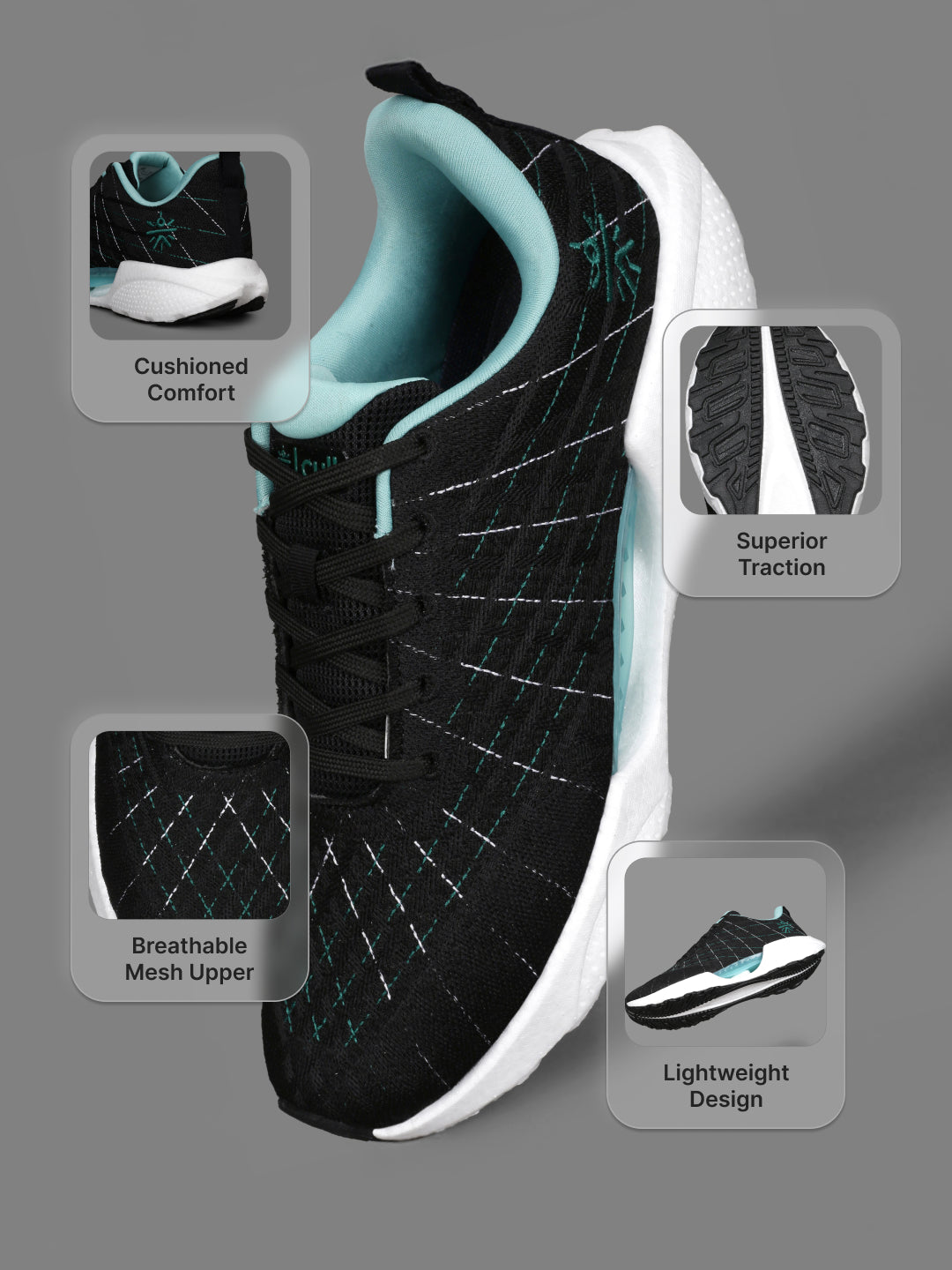 cult Men's MeshBlaze Walking Shoes - Black