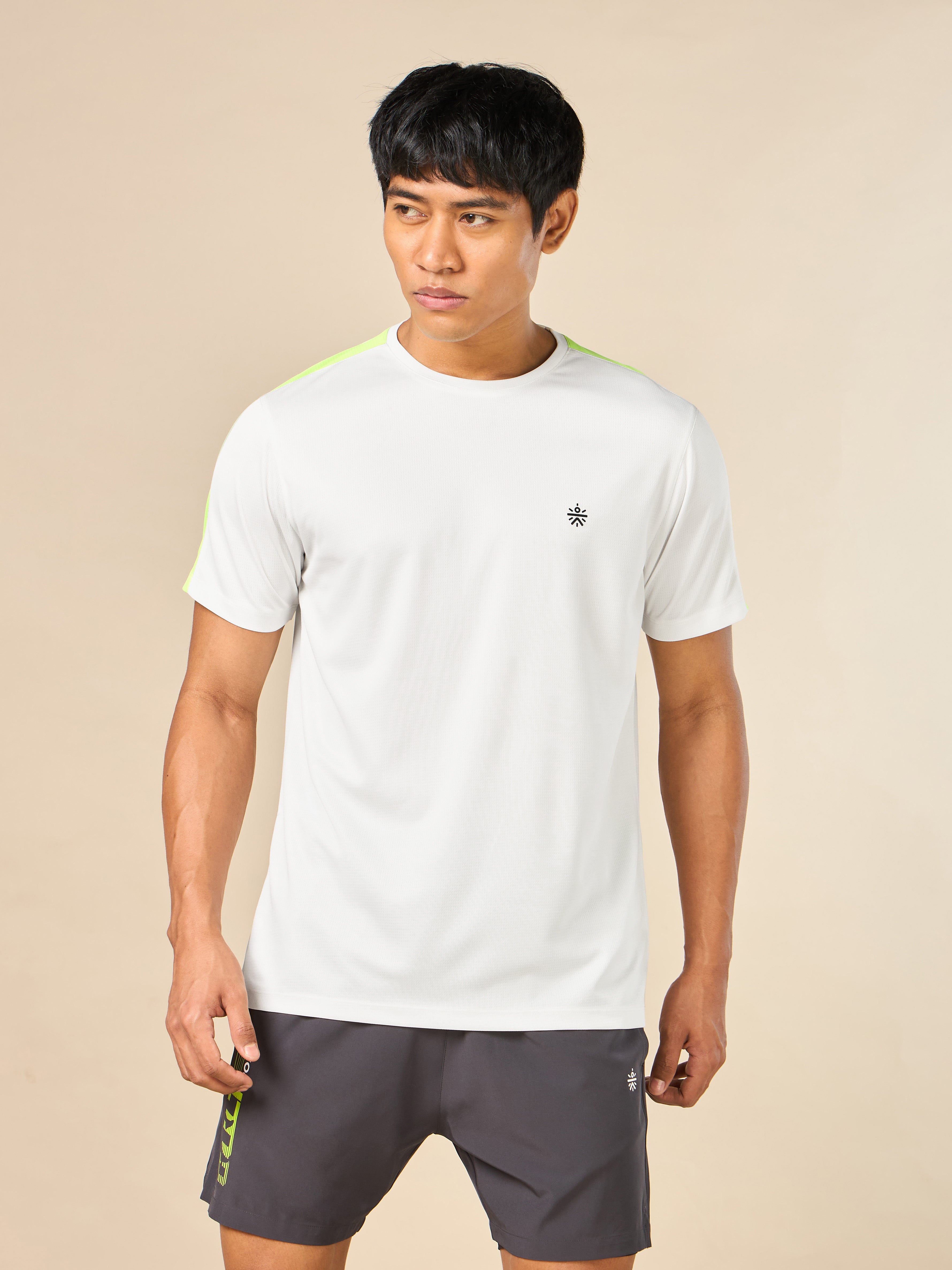 Men's Shoulder Pop Active White T-shirt