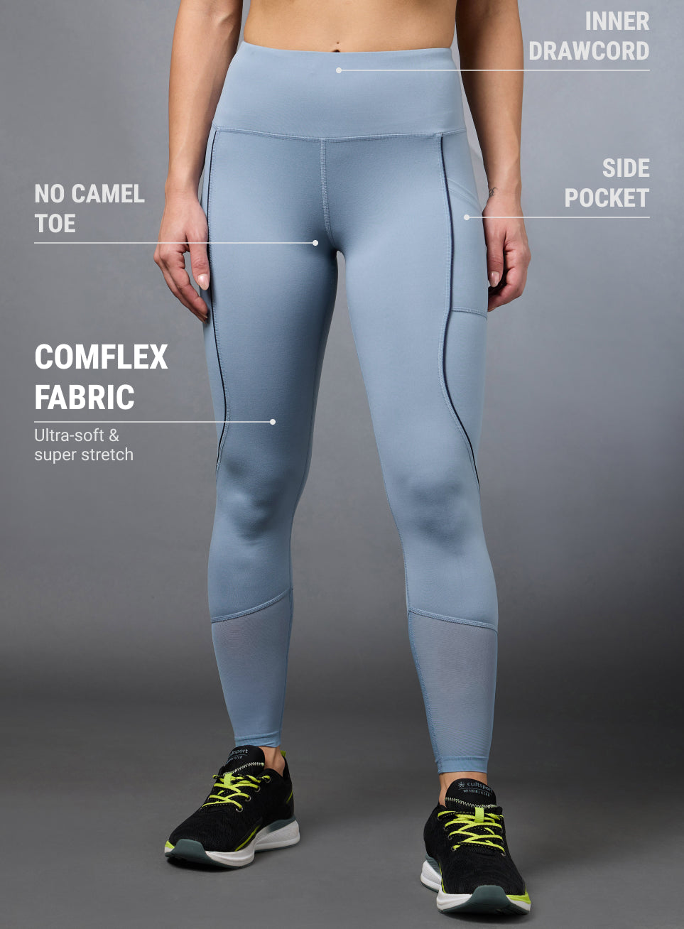 Women's Blue Pace Up Running COMFlex Tights