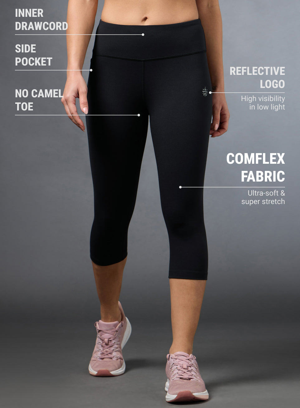 Women's Black Cropped Performance COMFlex Tights