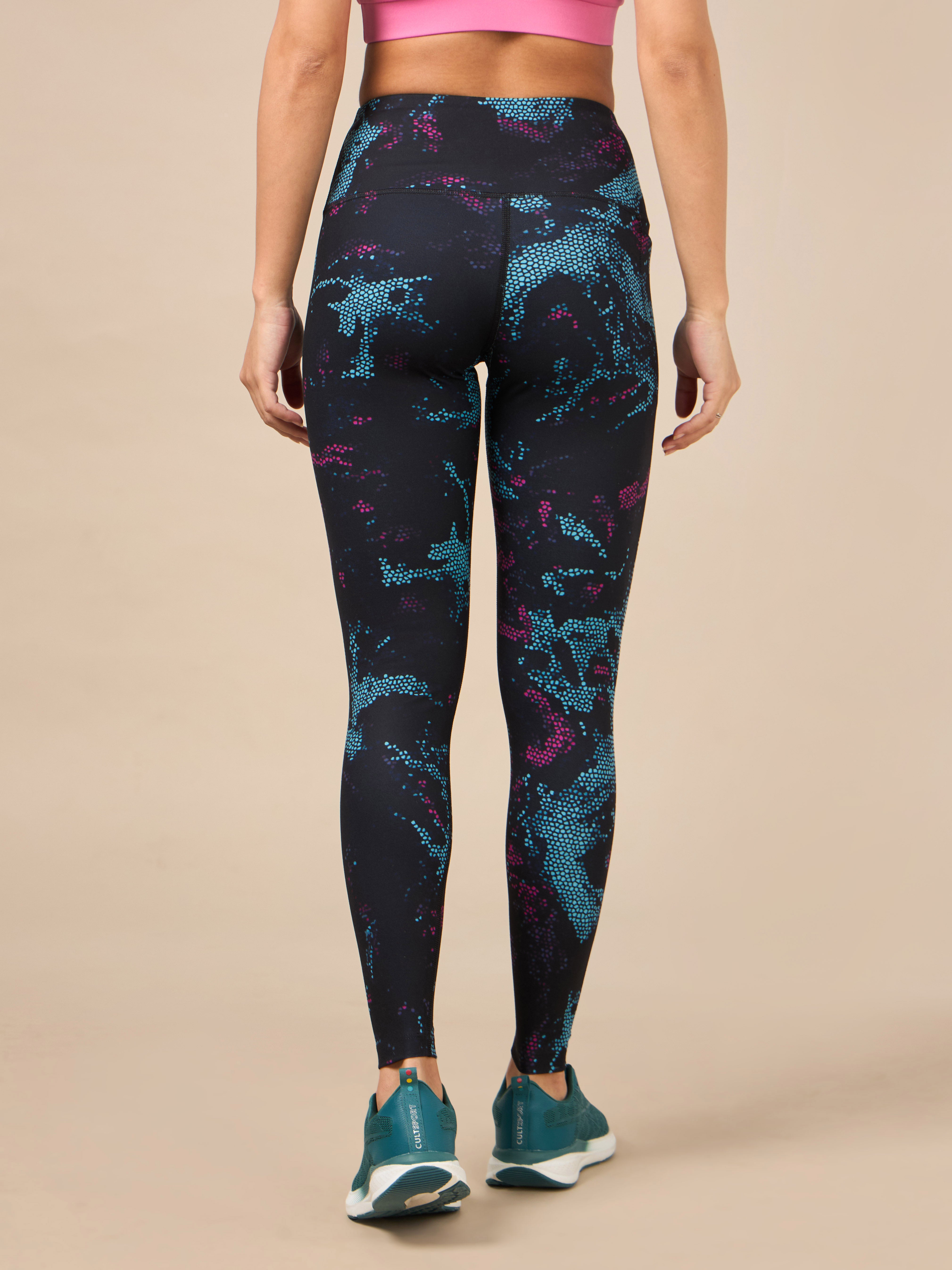 Women's Black Printed Train All Day COMFlex Tights