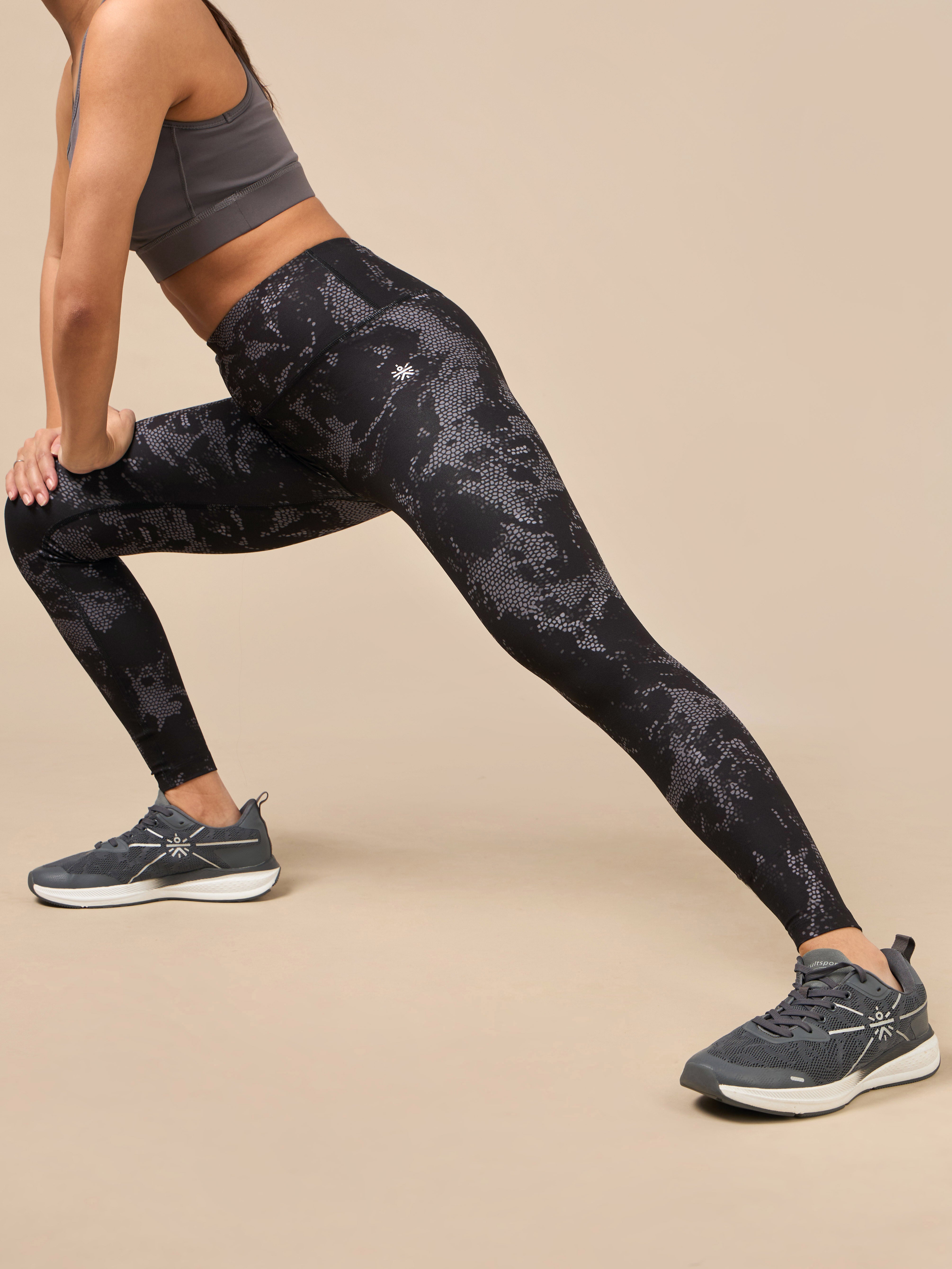 Women's Black Printed Train All Day COMFlex Tights