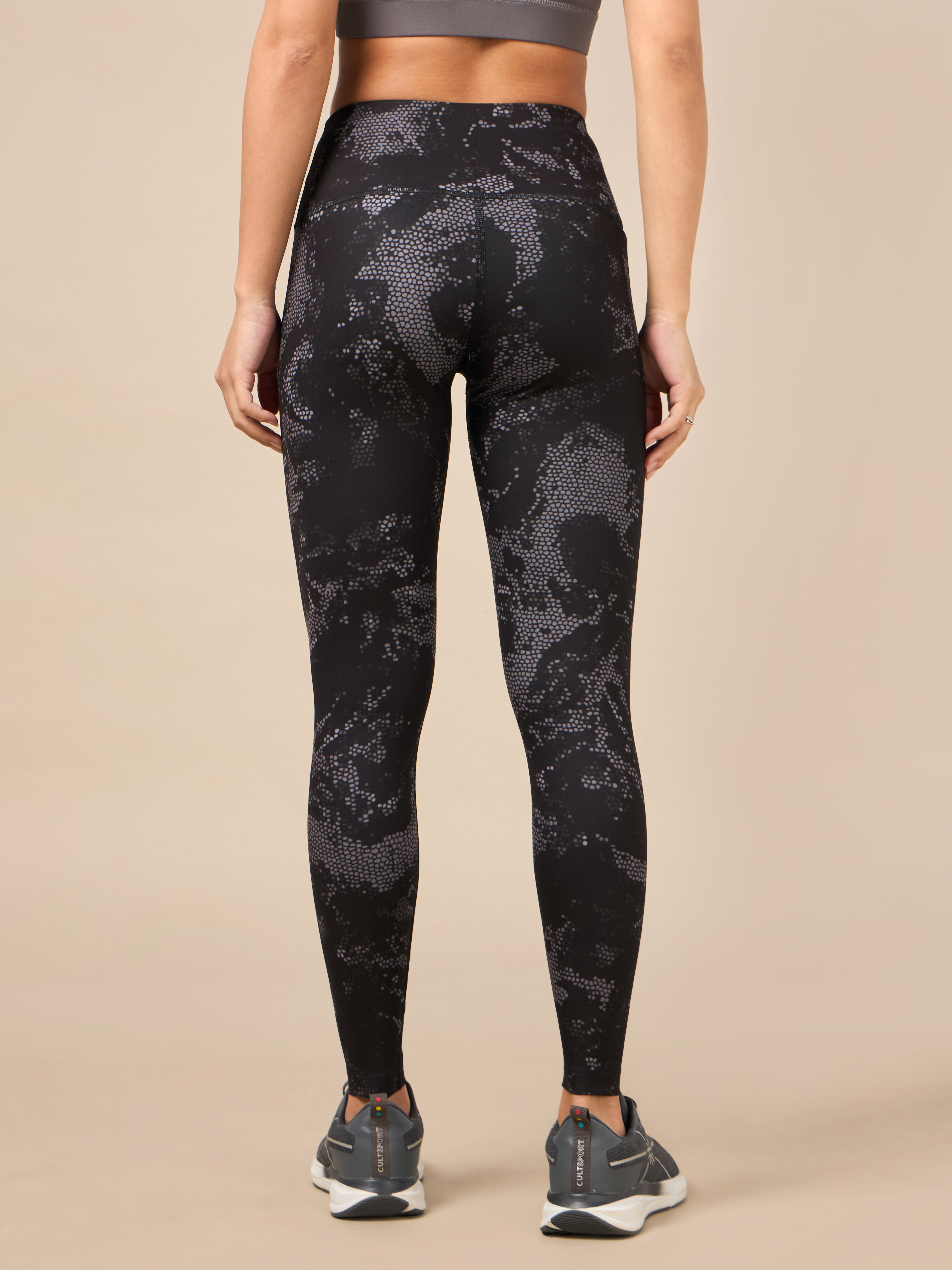 Women's Black Printed Train All Day COMFlex Tights