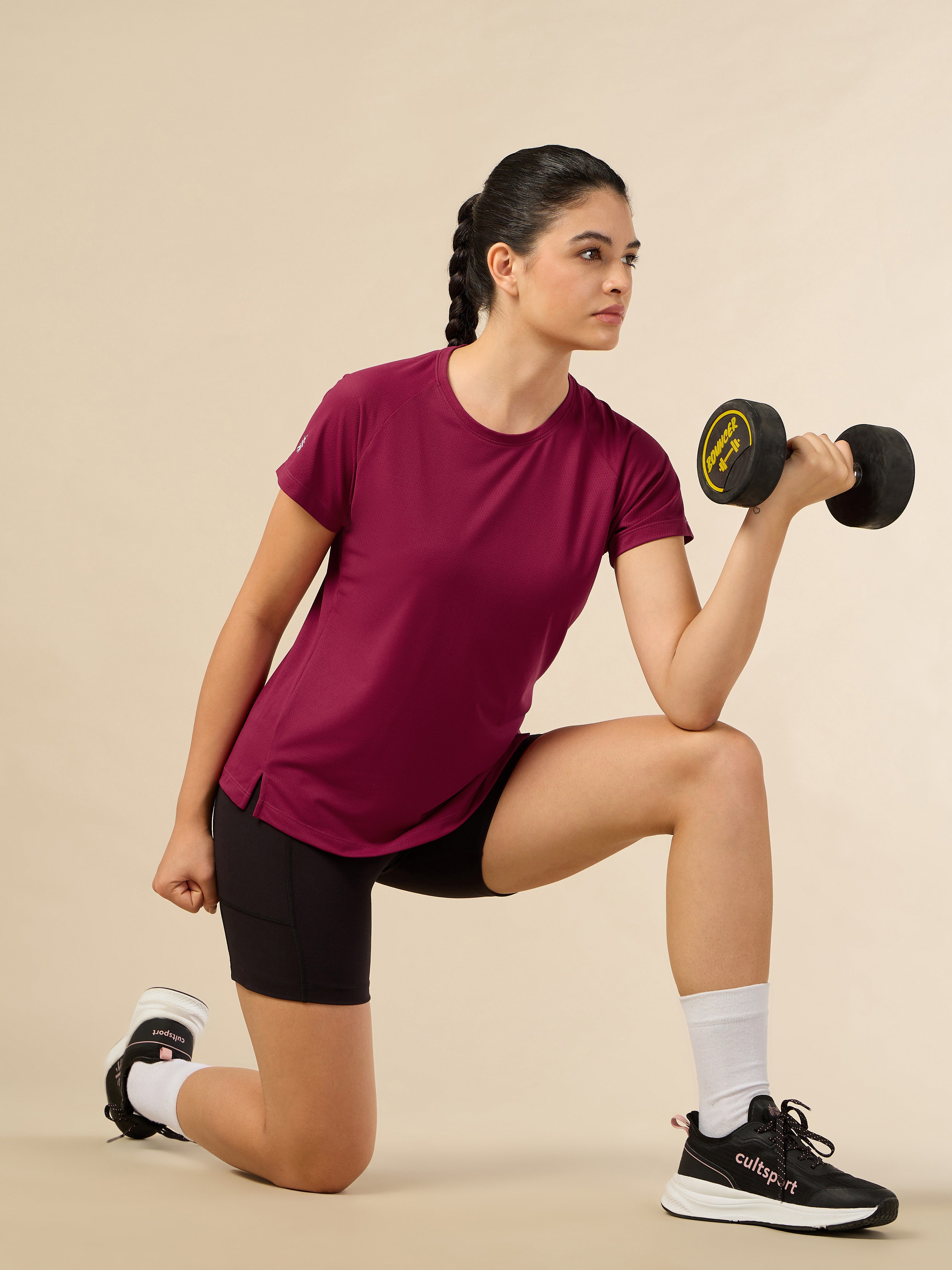 Women's Engineered Knit Maroon Performance T-shirt