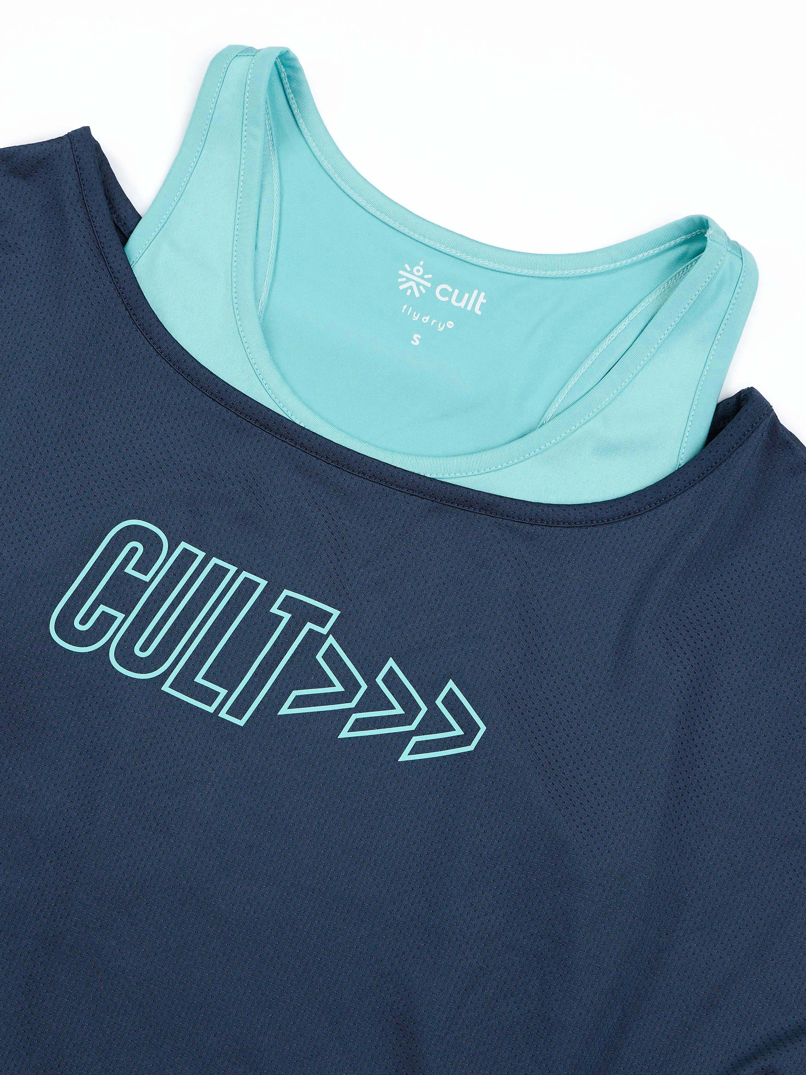 Women's 2in1 Layered Performance Navy T-shirt