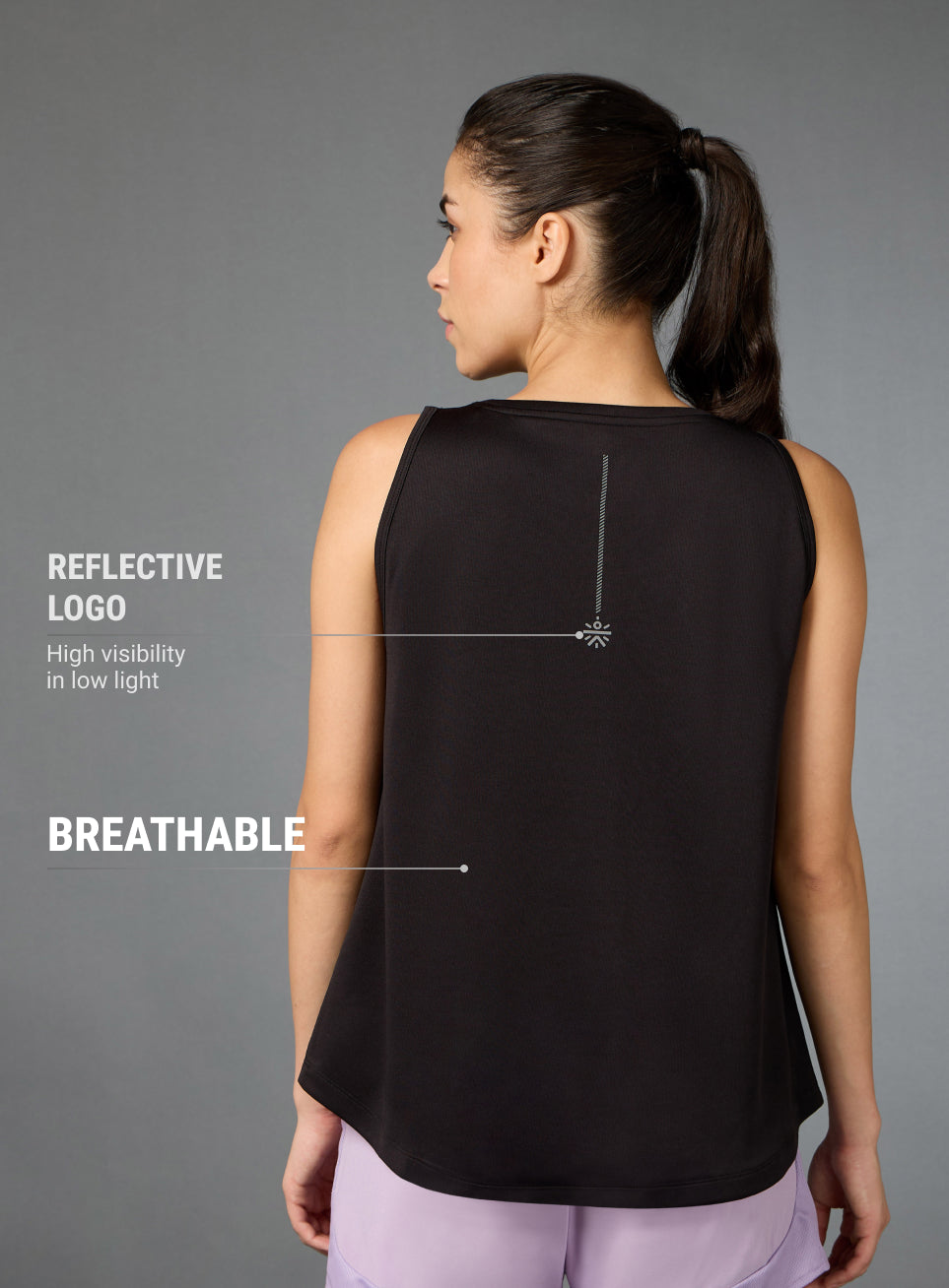 Women's All Day Active Black Tank