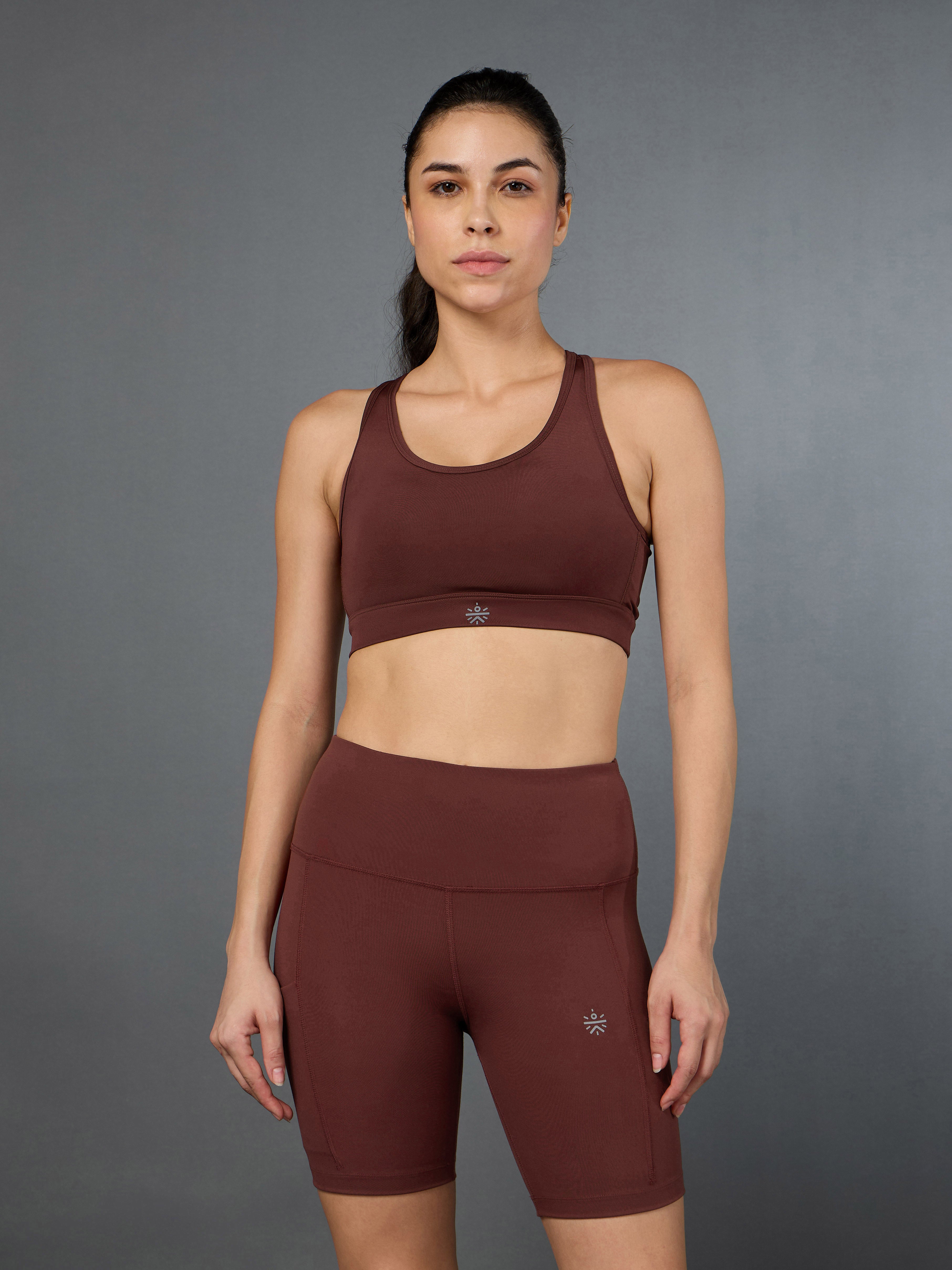 Women's Cross Back Maroon Performance Bra