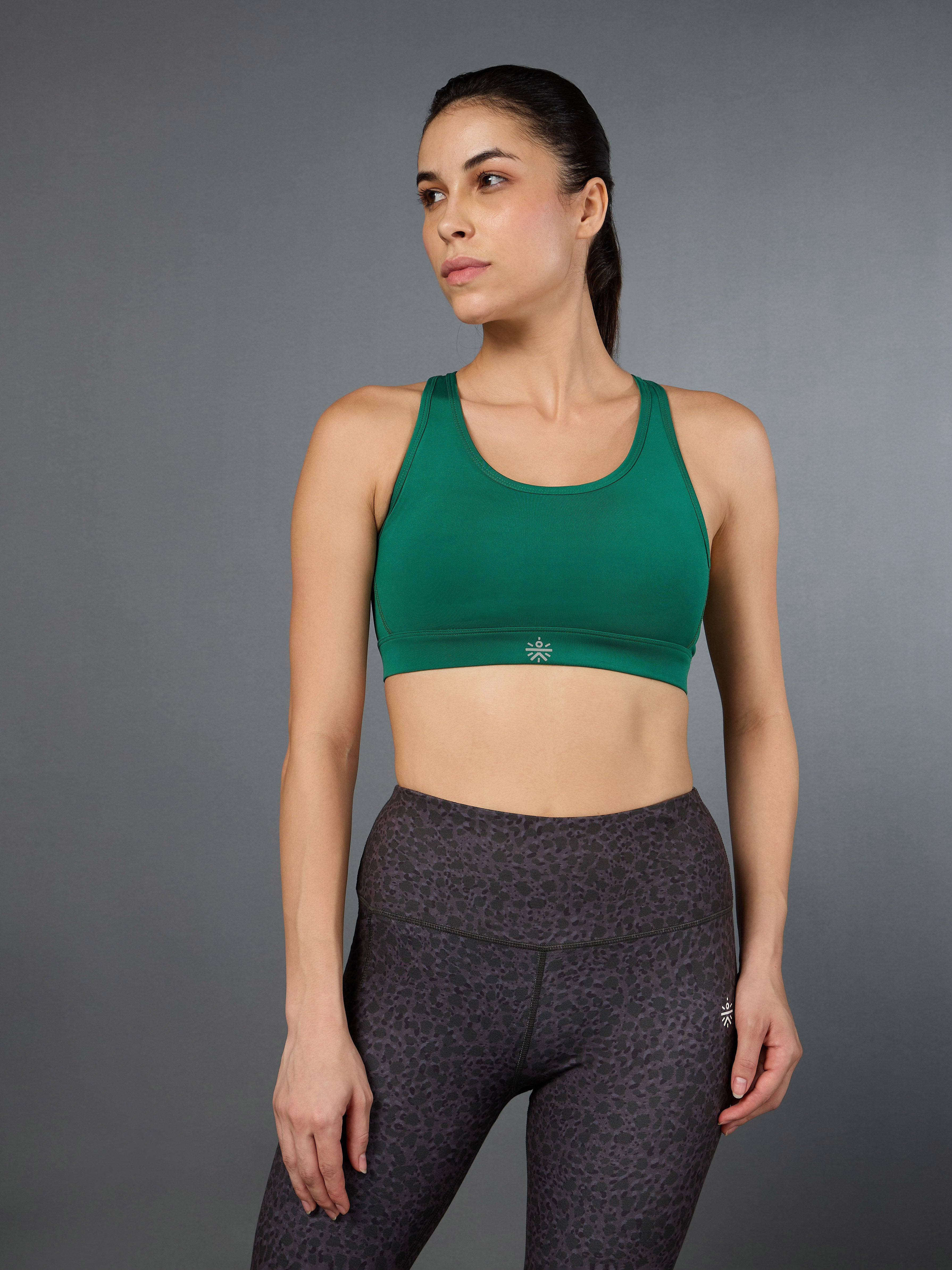 Women's Cross Back Green Performance Bra