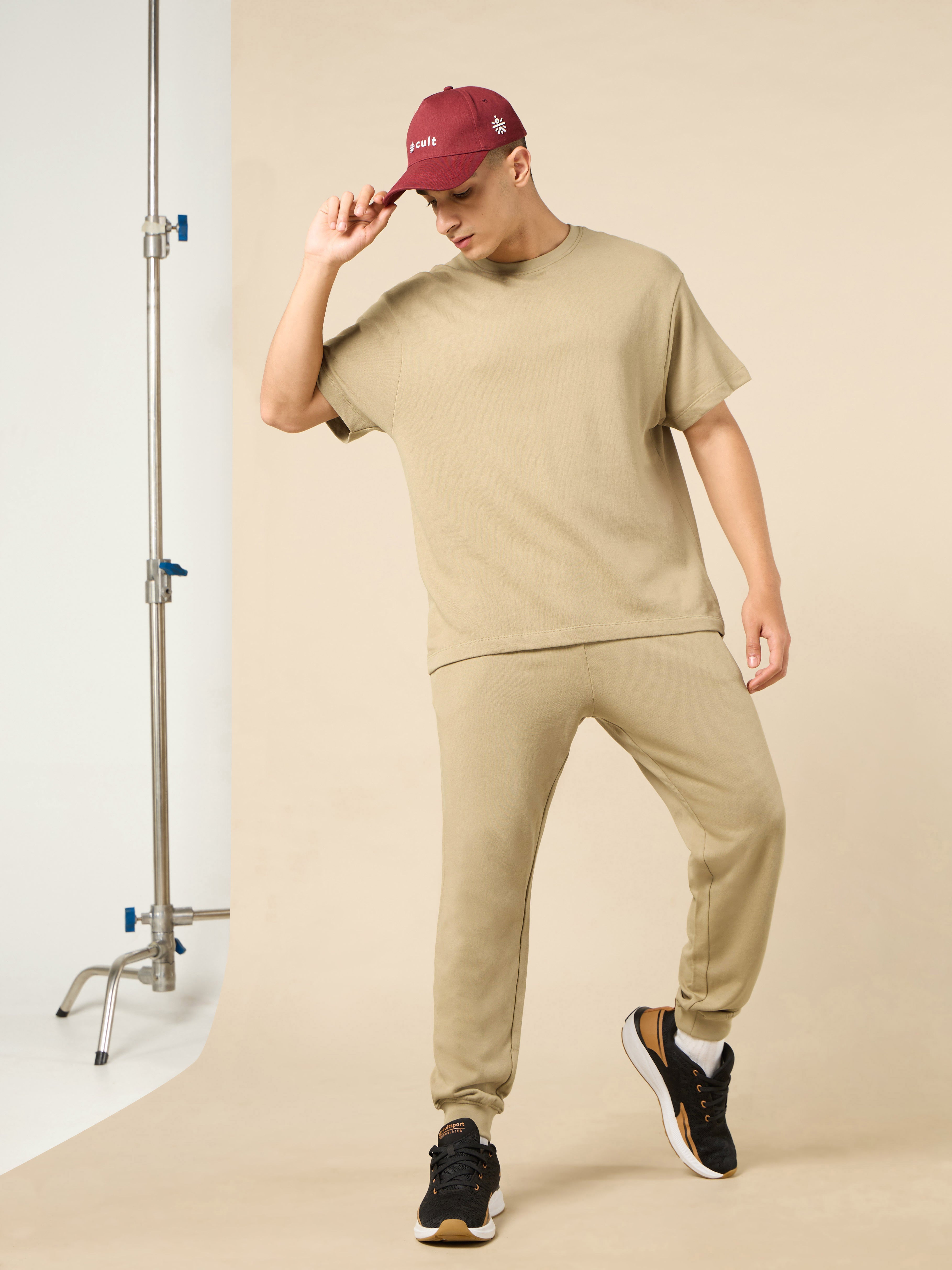 Men's Lifestyle Cotton Khaki Co-ord Set