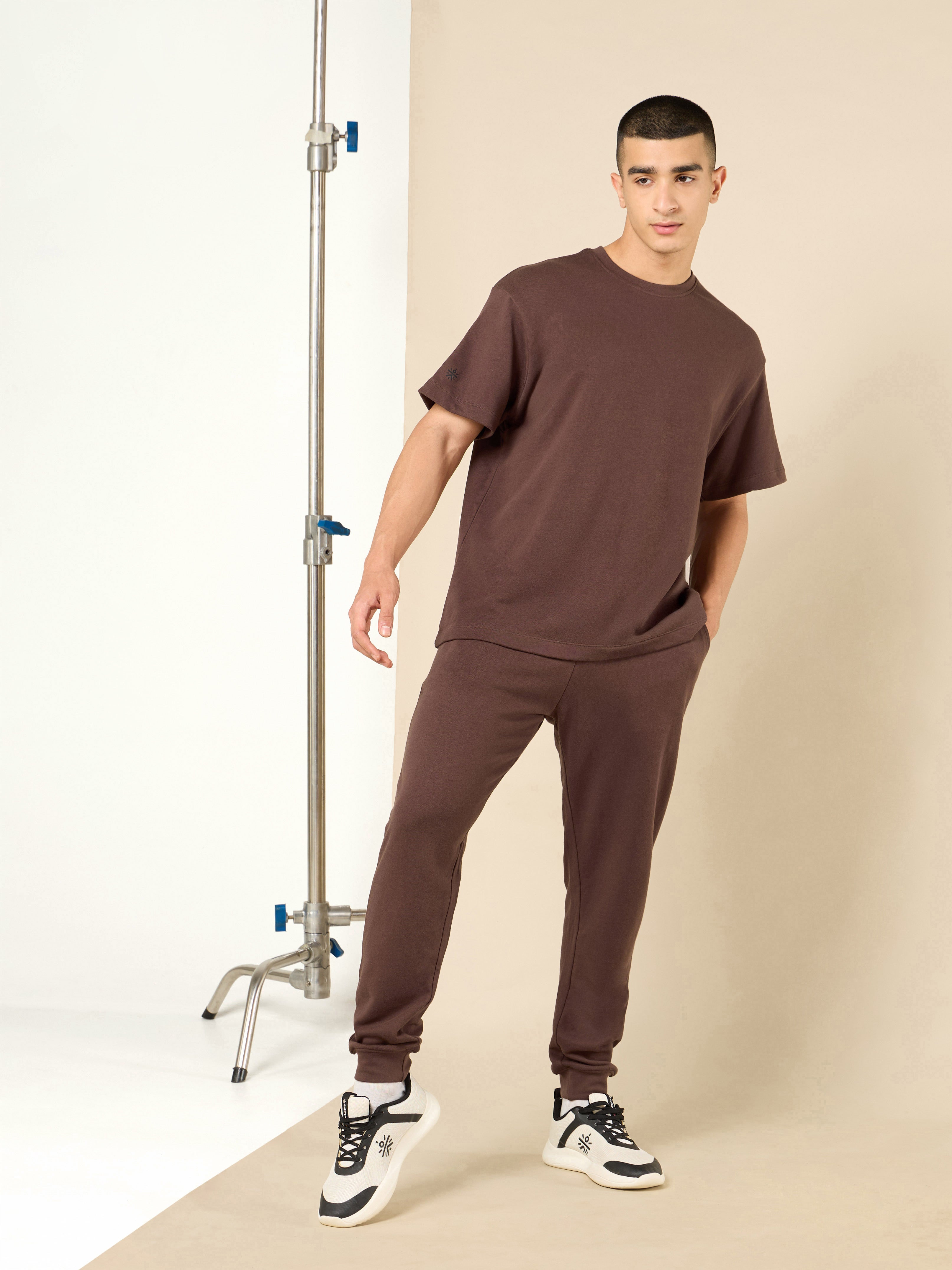 Men's Lifestyle Cotton Brown Co-ord Set
