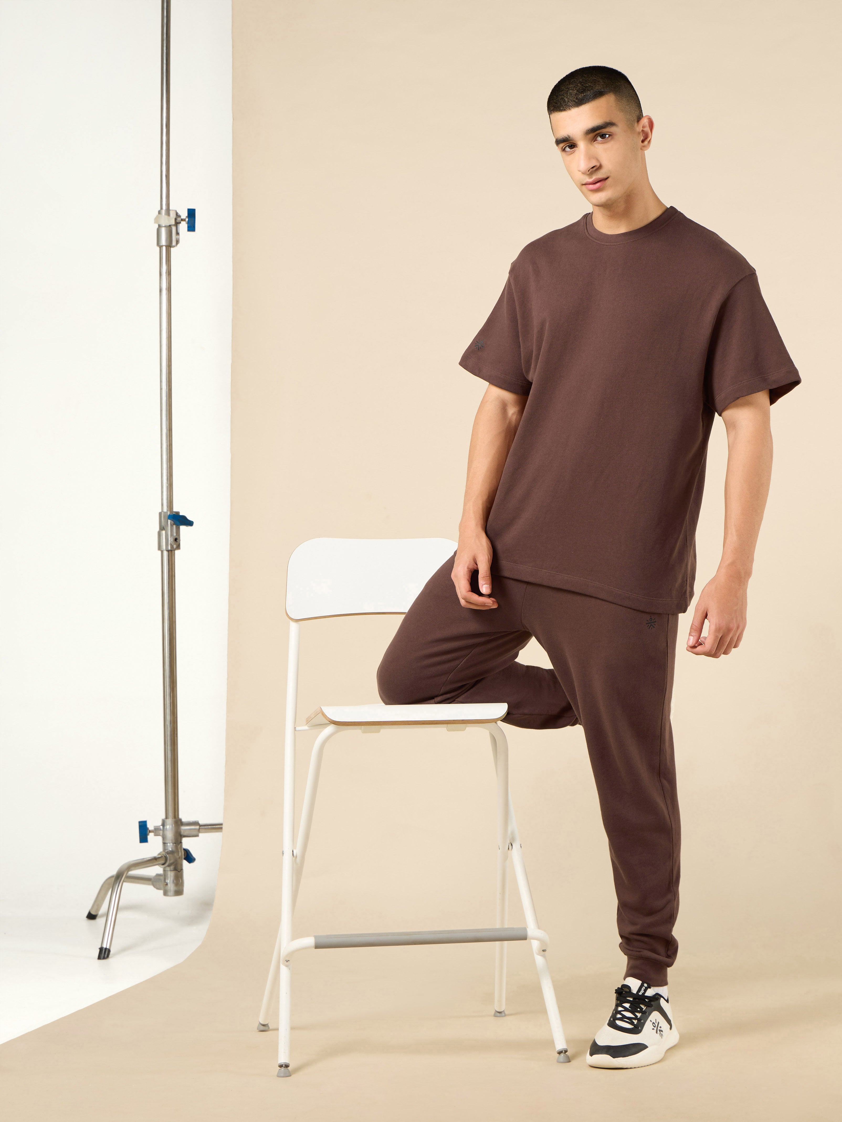 Men's Lifestyle Cotton Brown Co-ord Set