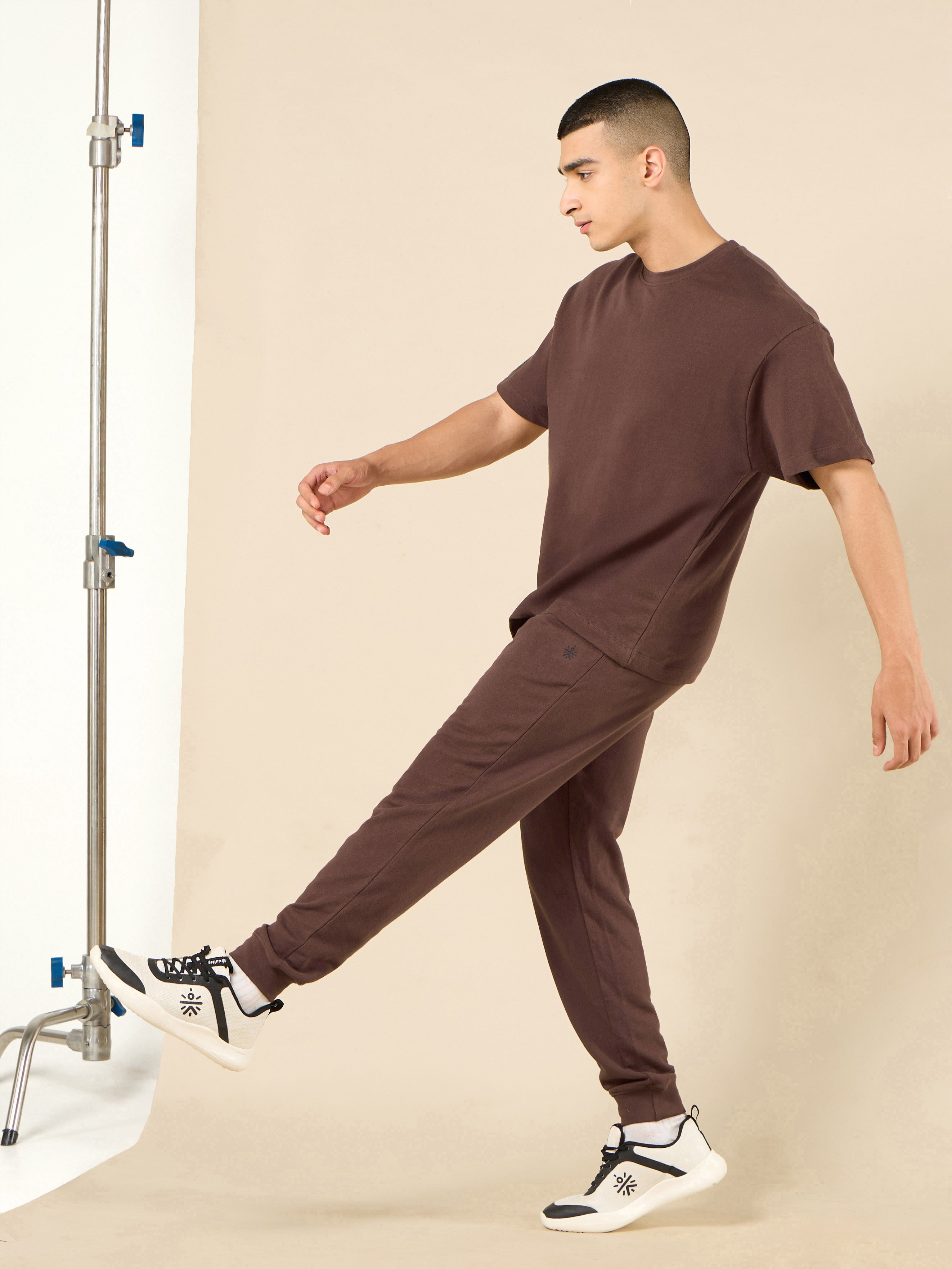 Men's Lifestyle Cotton Brown Co-ord Set