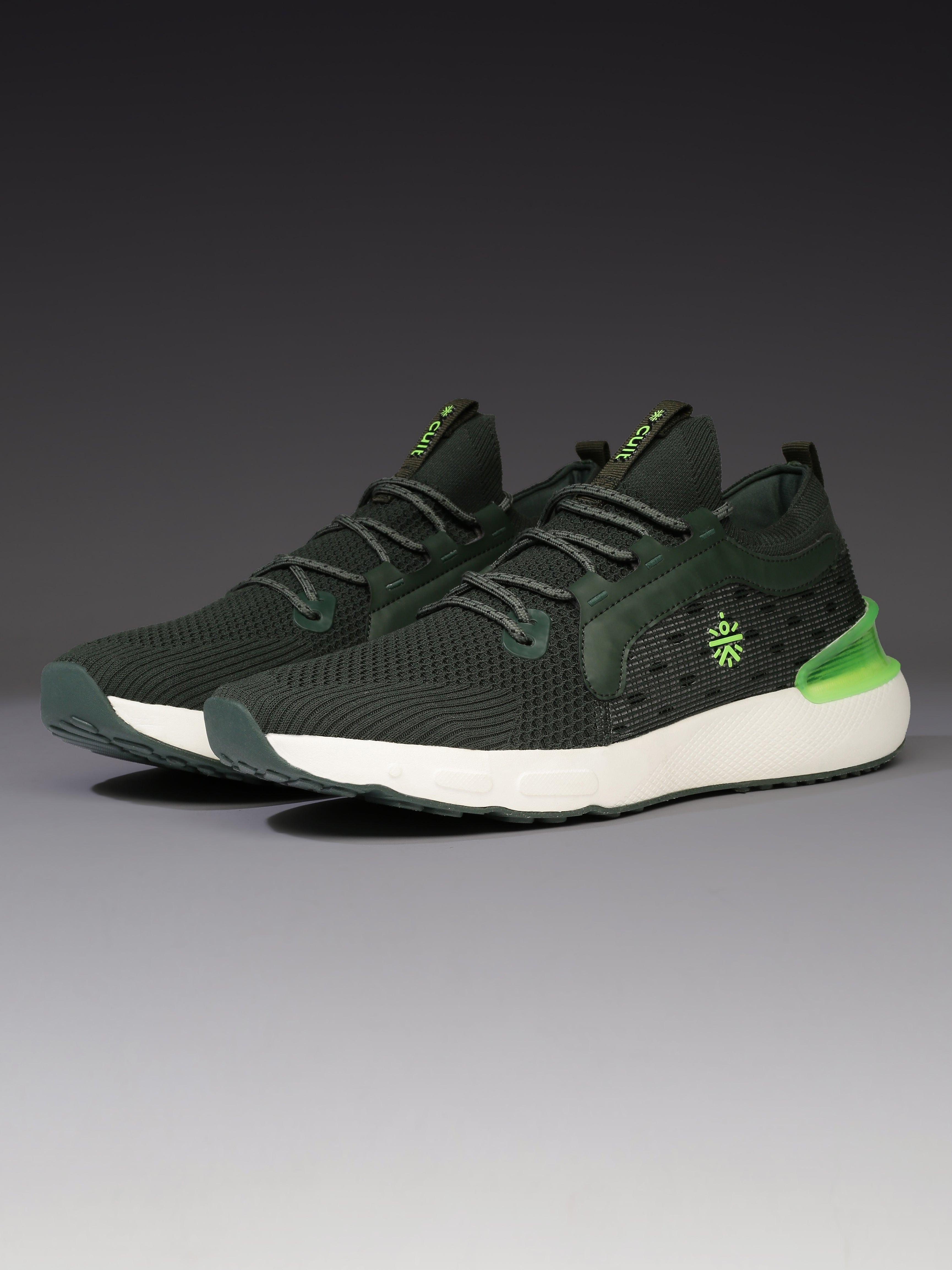 cult Men's Motive Running Shoes - Bottle Green/Neon Green