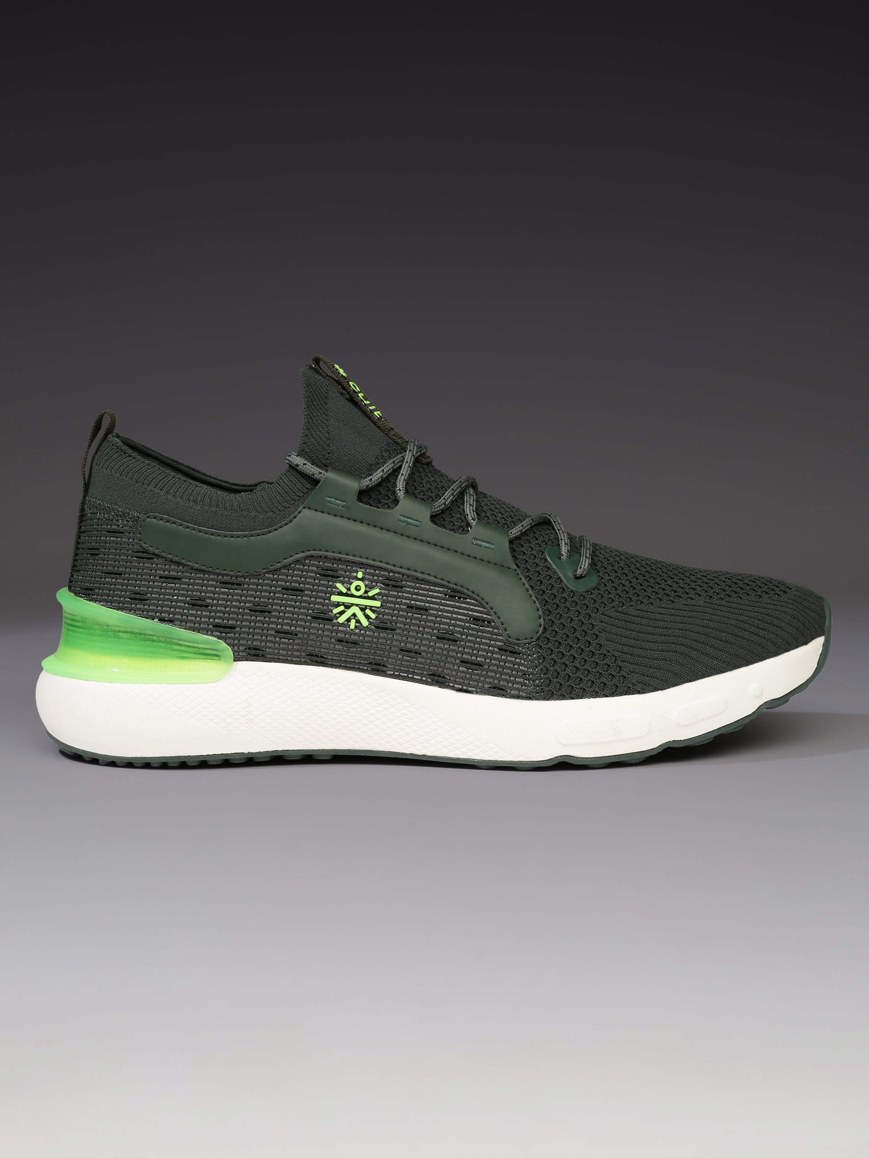 cult Men's Motive Running Shoes - Bottle Green/Neon Green