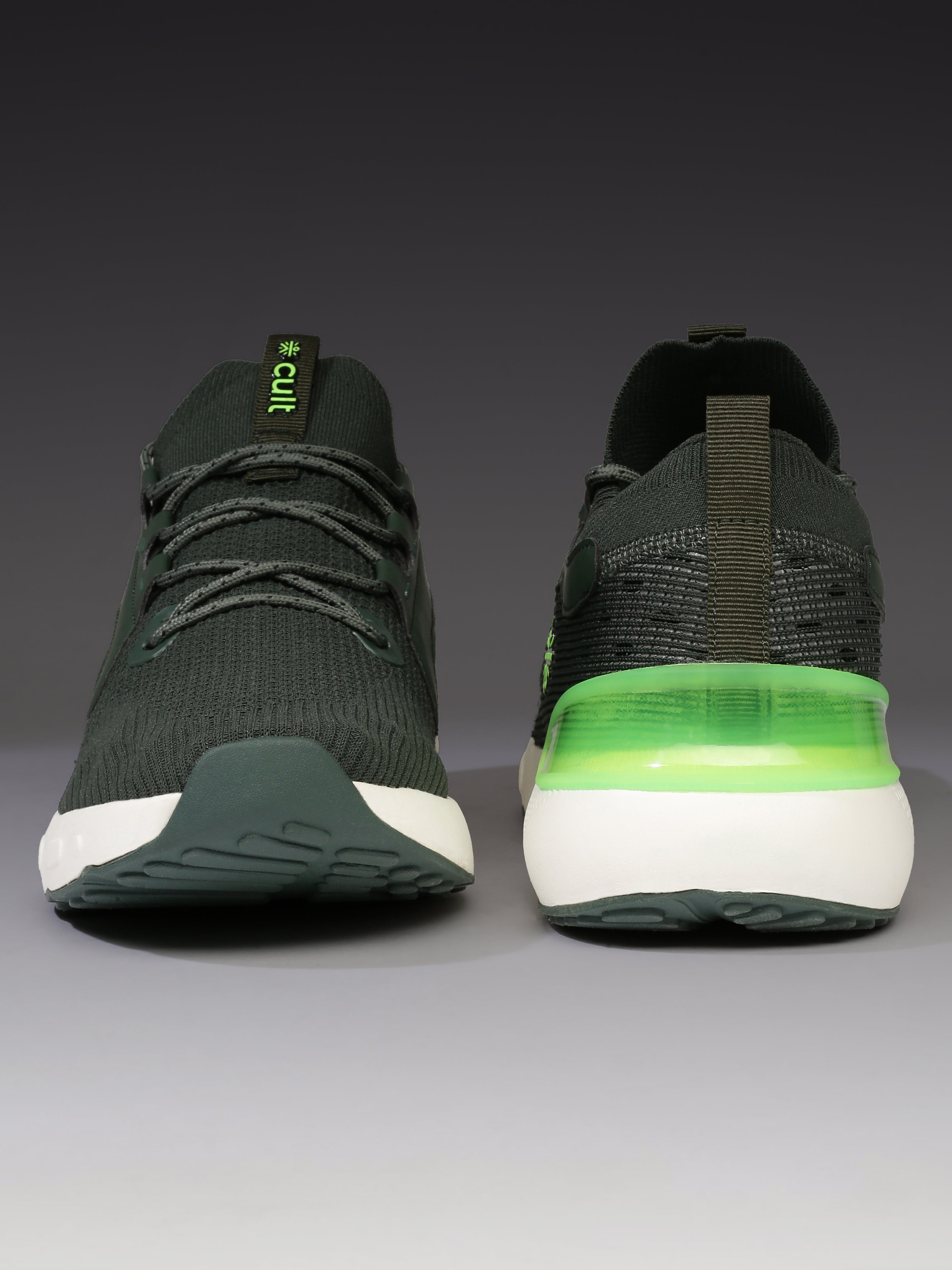 cult Men's Motive Running Shoes - Bottle Green/Neon Green