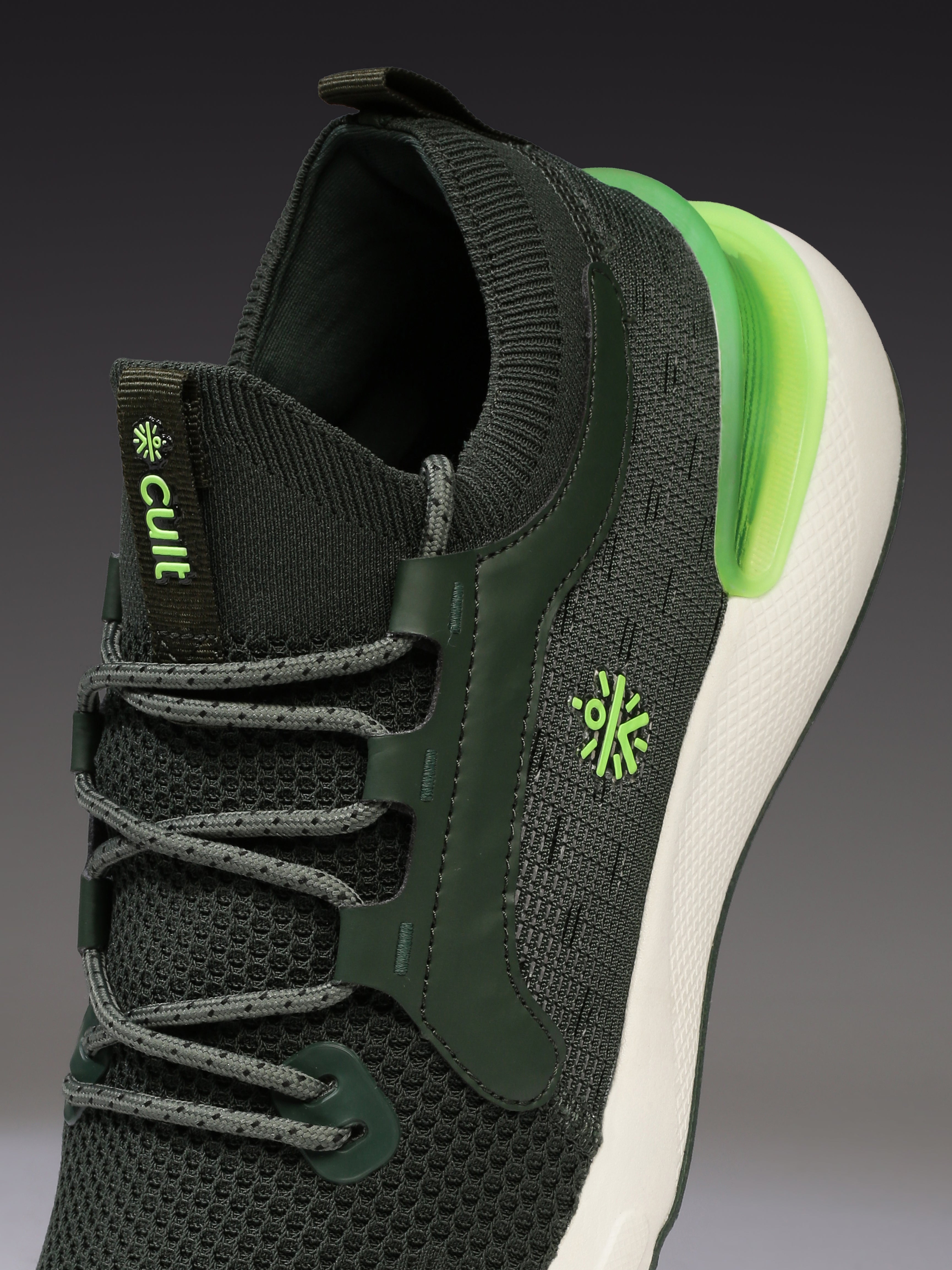 cult Men's Motive Running Shoes - Bottle Green/Neon Green