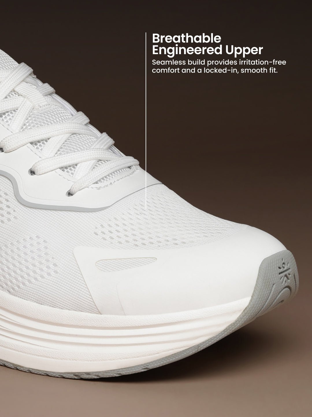 cult Men's Zyon Running Shoes with Durable Rubber Outsole & Cushioning for Runs up to 20 km - White/L.Grey