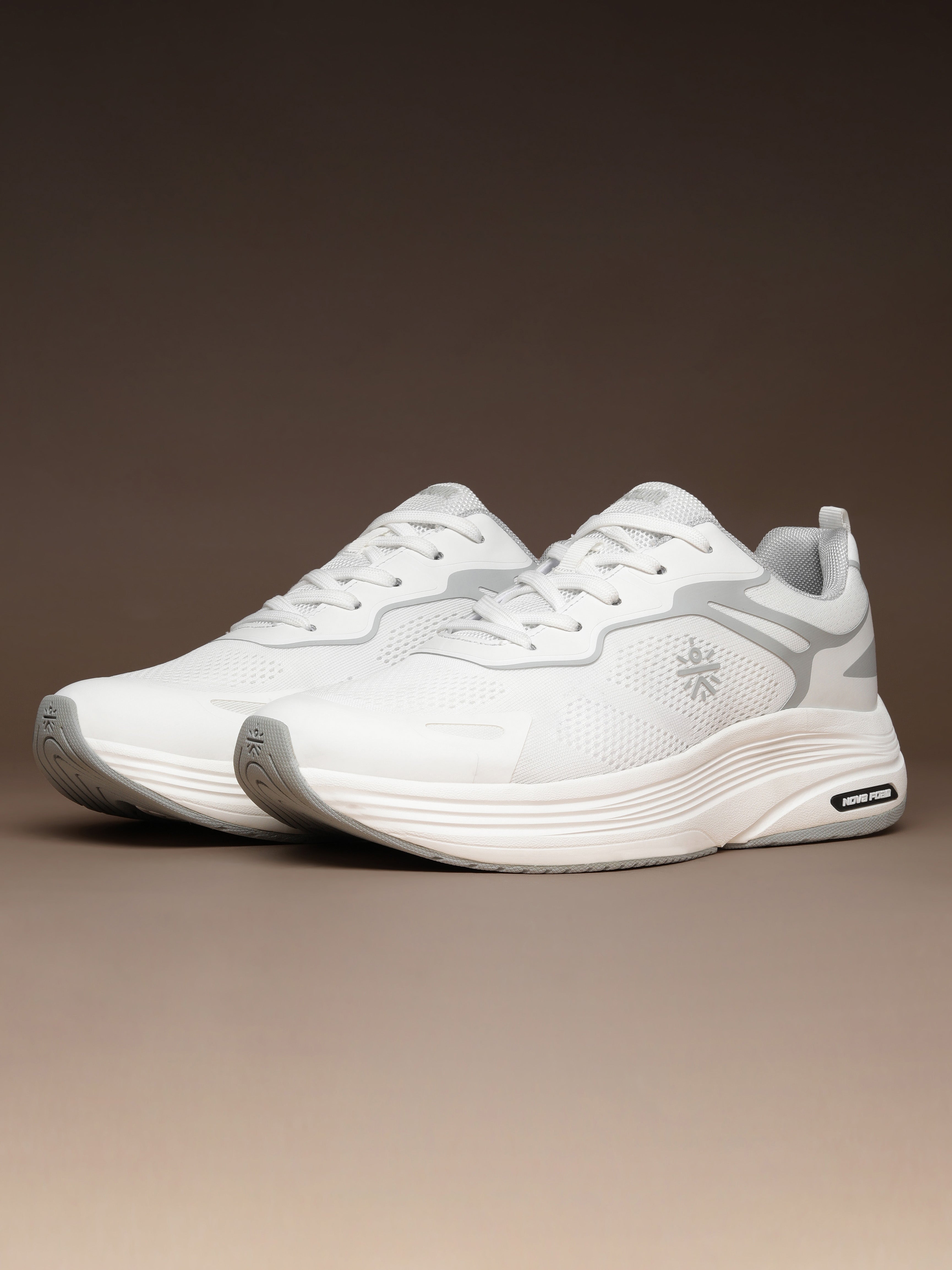 cult Men's Zyon Running Shoes with Durable Rubber Outsole & Cushioning for Runs up to 20 km - White/L.Grey