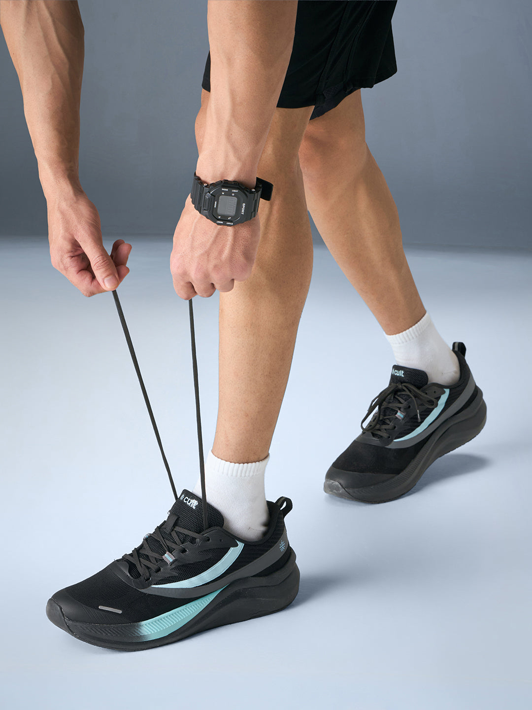 cult Men's Envo Running Shoes - Black/Aqua