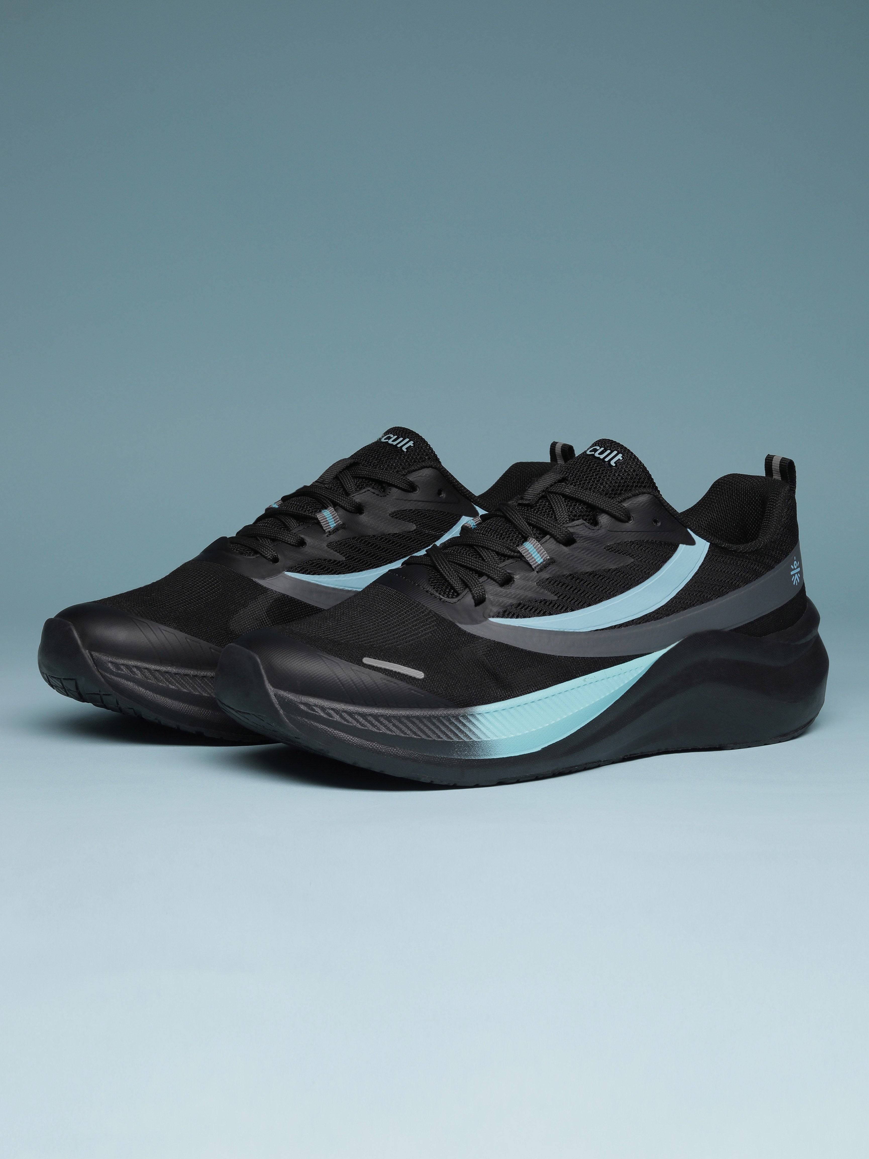 cult Men's Envo Running Shoes - Black/Aqua