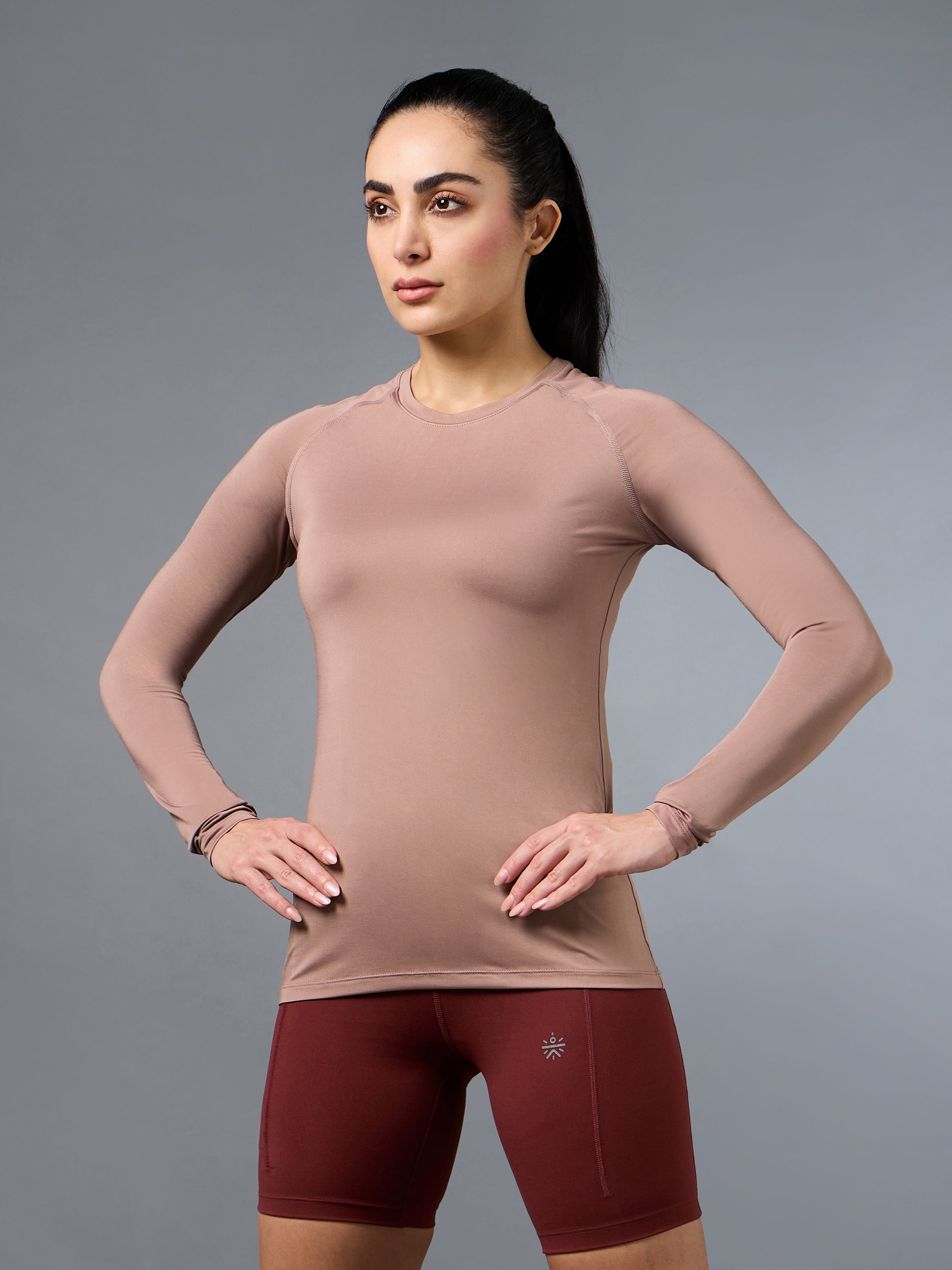 Women's Base Layer Pink Compression Running Top