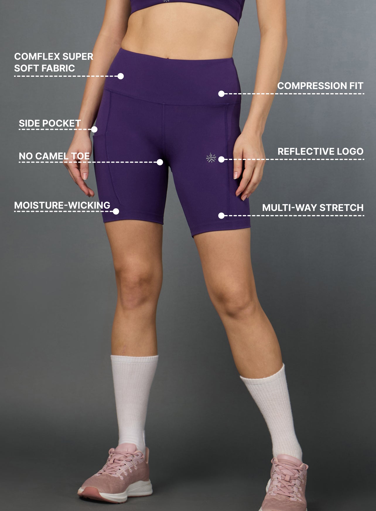 Women's Purple Performance Biker Shorts