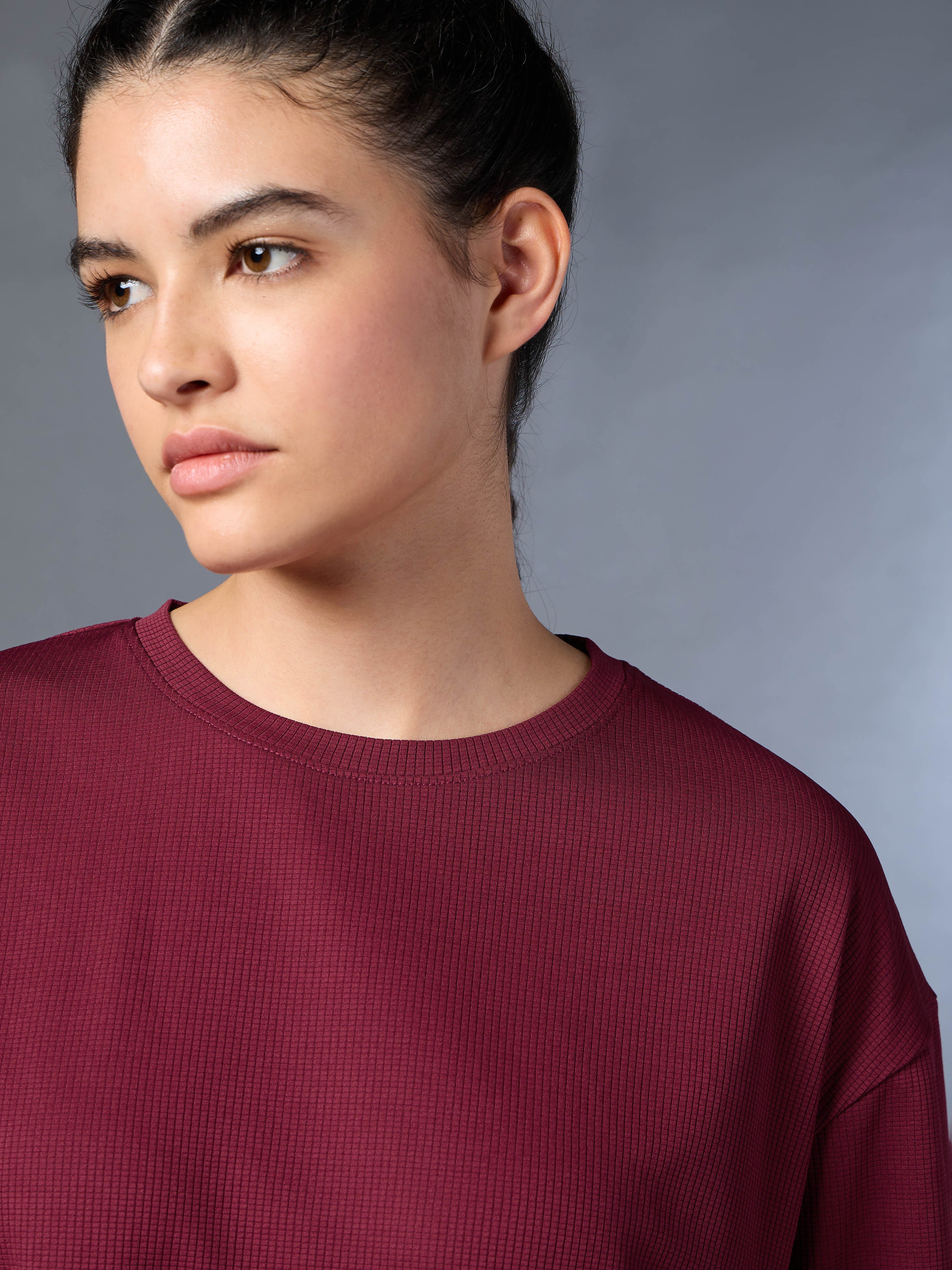 Women's Maroon Cropped T-shirt