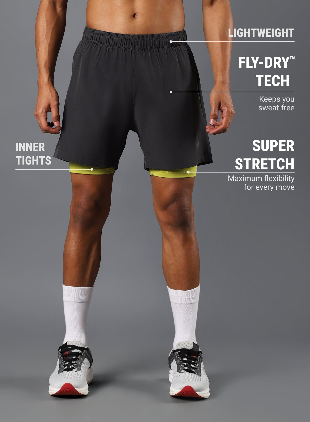 Men's Dark Grey Run Elevate Shorts