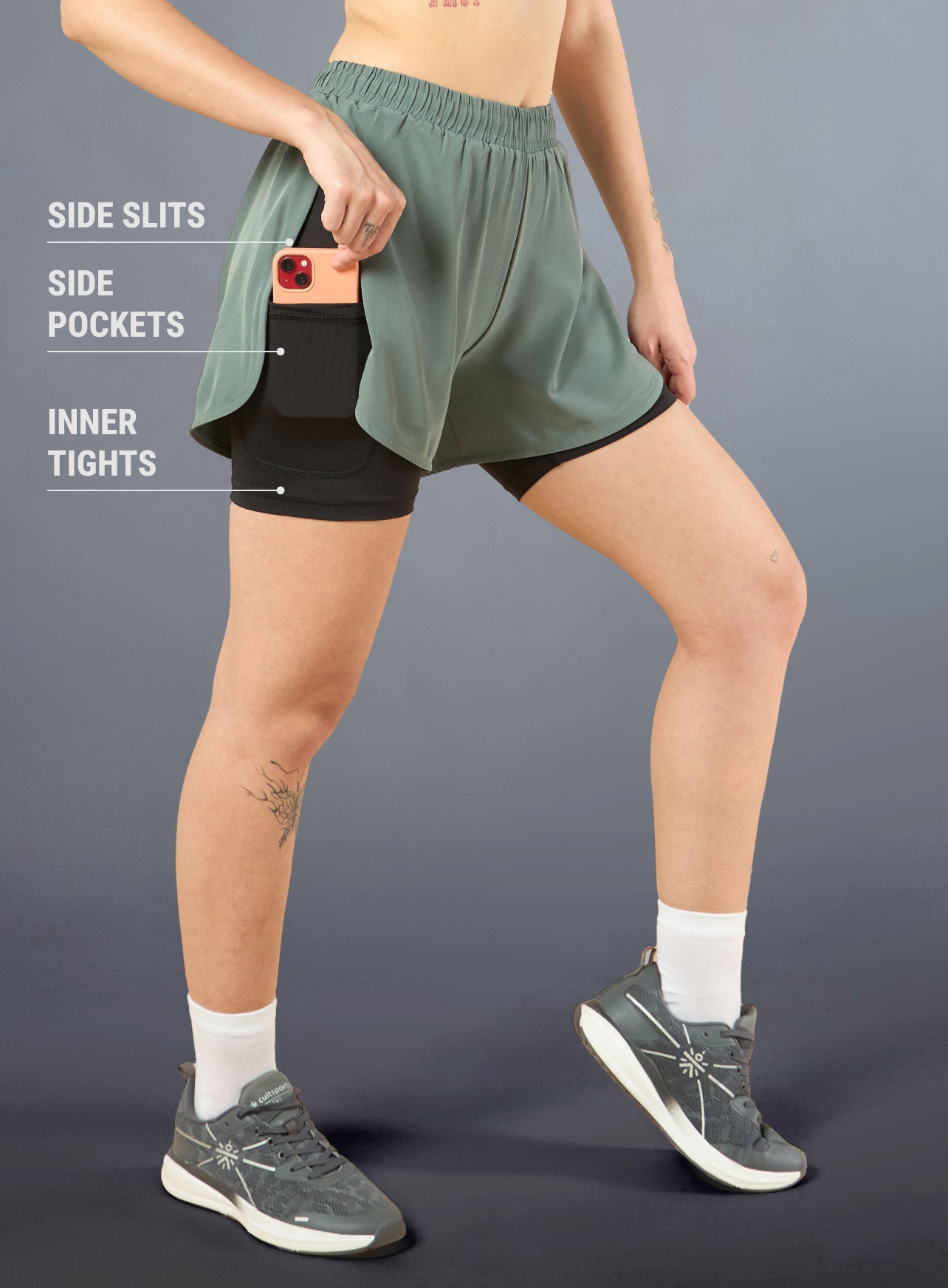 Women's High Spirit Olive Integrated Shorts
